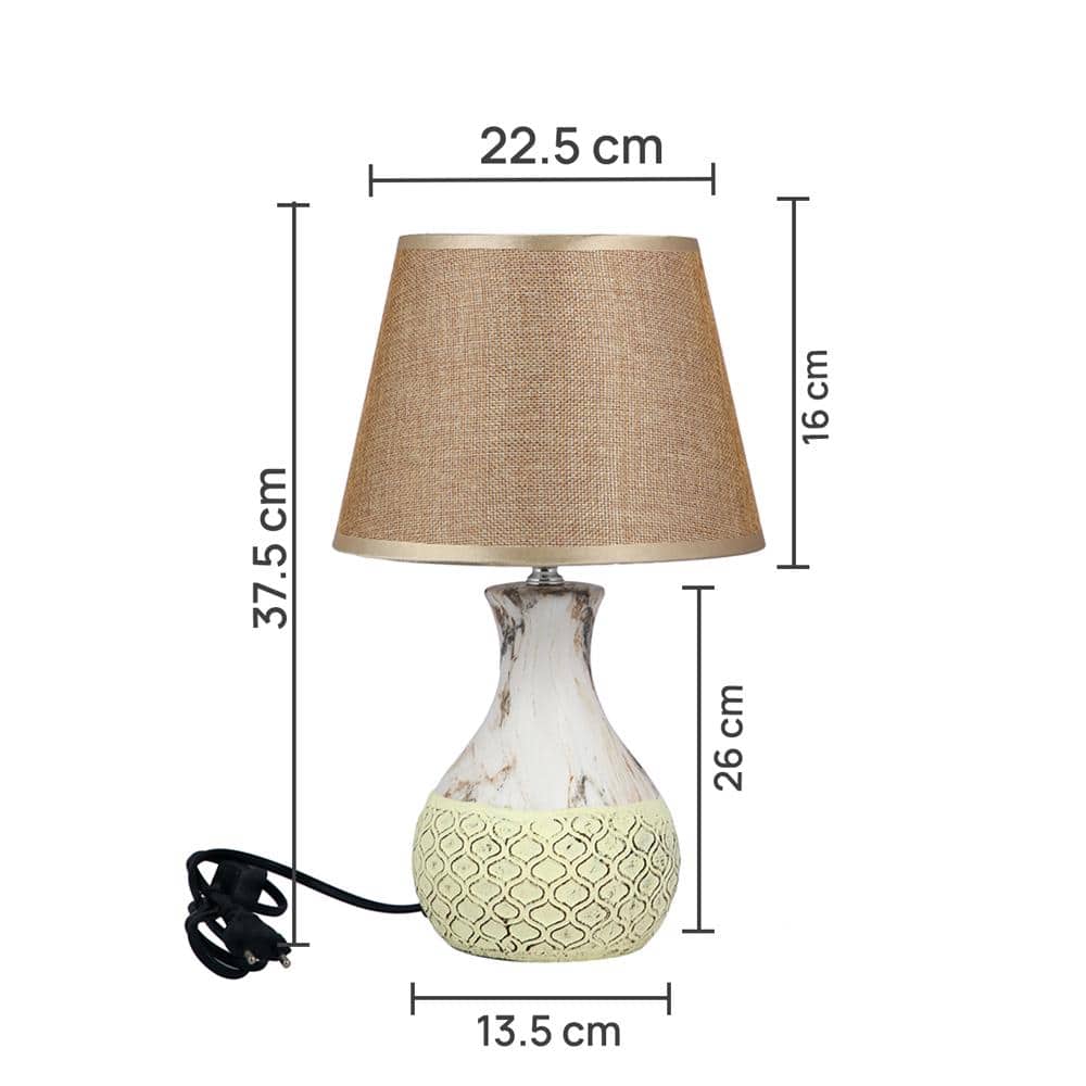 Cream Ceramic Table Lamp Brown Shade