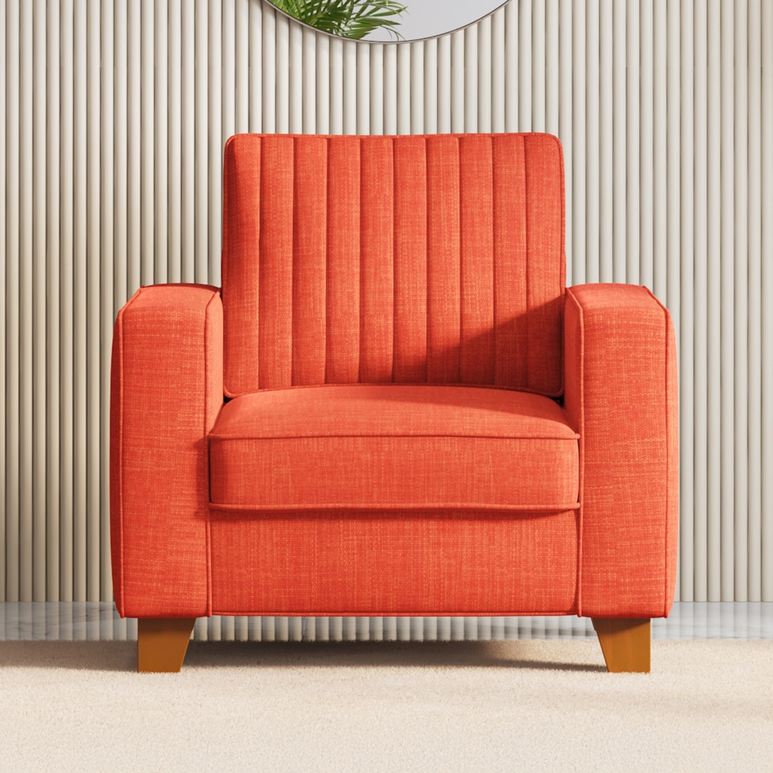 Apollo Neo 1 Seater Fabric Sofa In Lava Colour - Urban Ladder