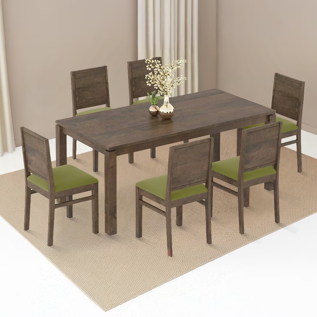 Atlas Solid Wood 6 Seater Dining Table with Atlas Dining chair Set