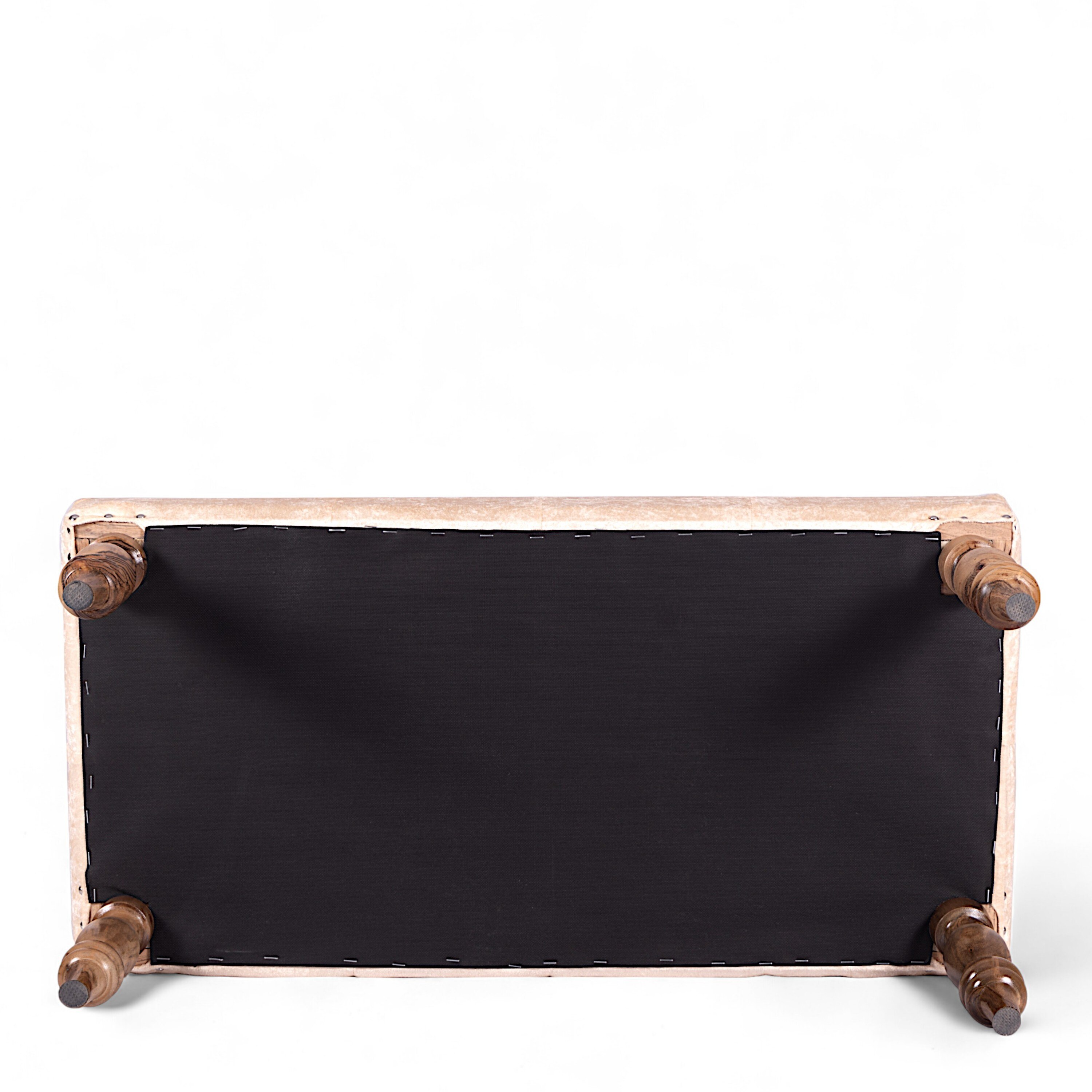 Bestone Solid Wood Bench In Ivory Sparkle Velvet Fabric