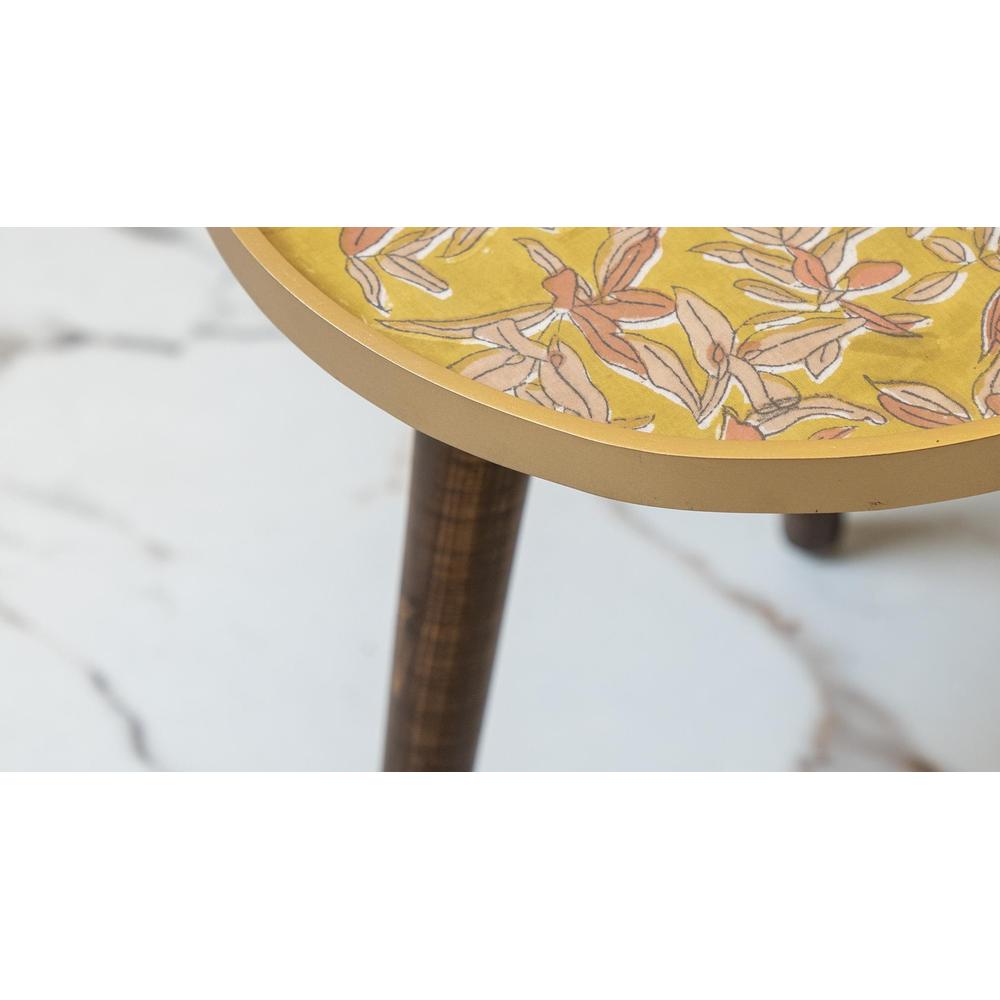 Peach and Gold Floral Round Nesting Tables with Wooden Legs, Side Tables, Wooden Tables, Living Room Decor by A Tiny Mistake