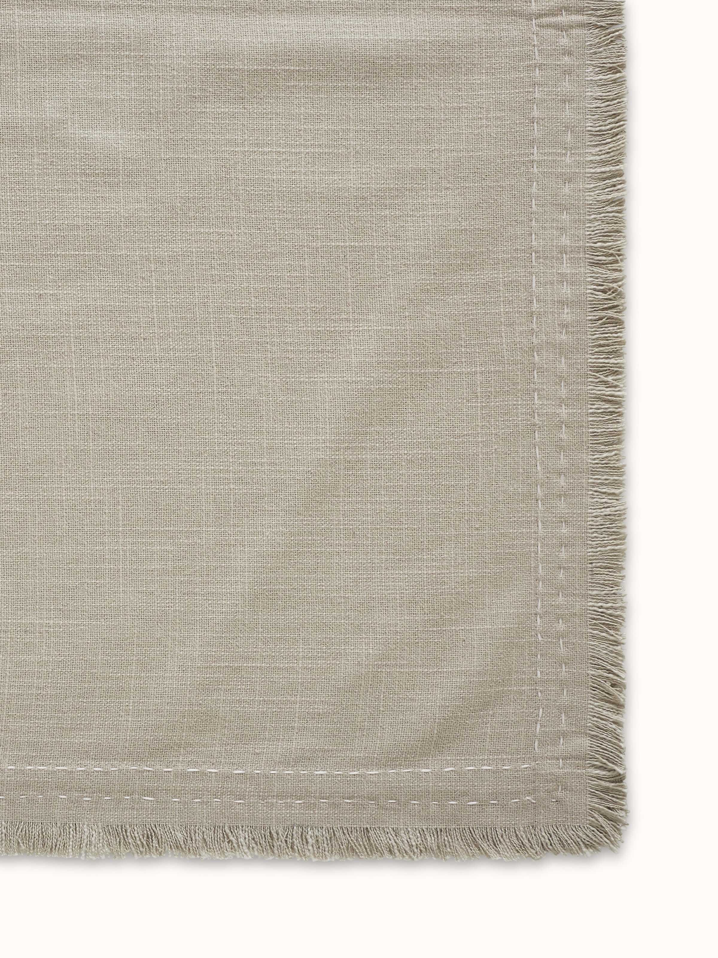 Nityam Beige Cotton Slub Embroidered Table Cloth