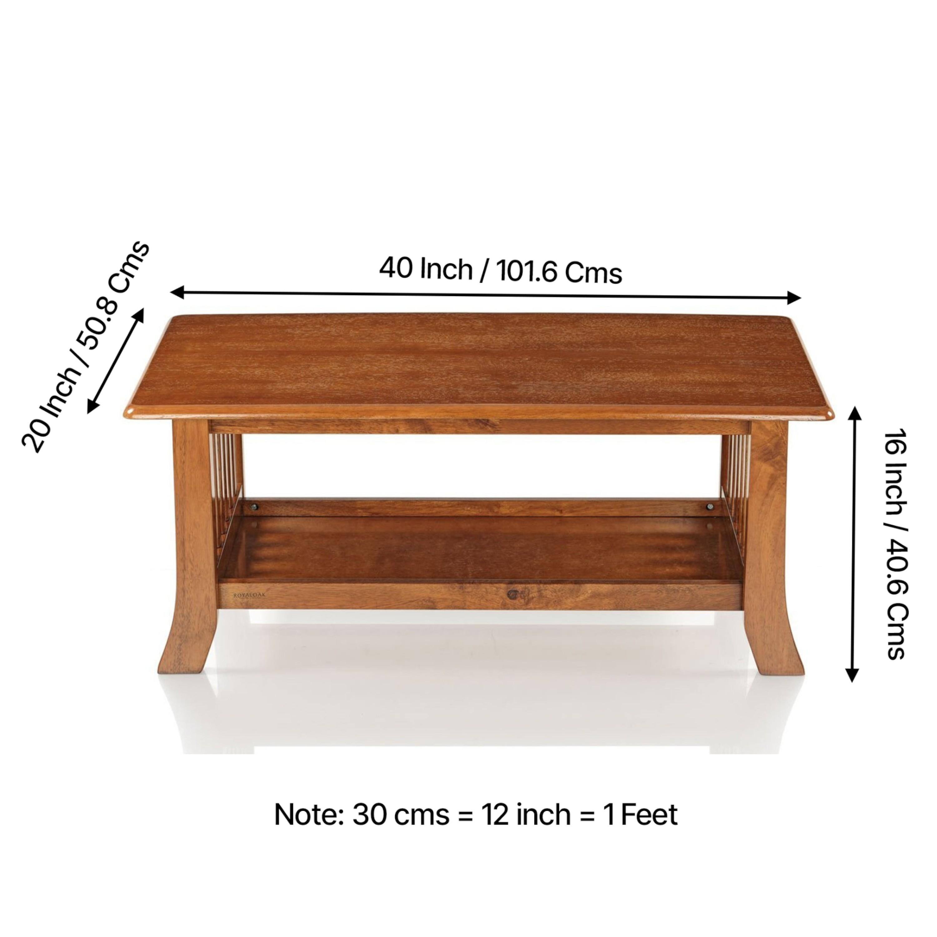 Blairs Sheesham Wood Accent Rectangle Coffee Table In Pine Finish