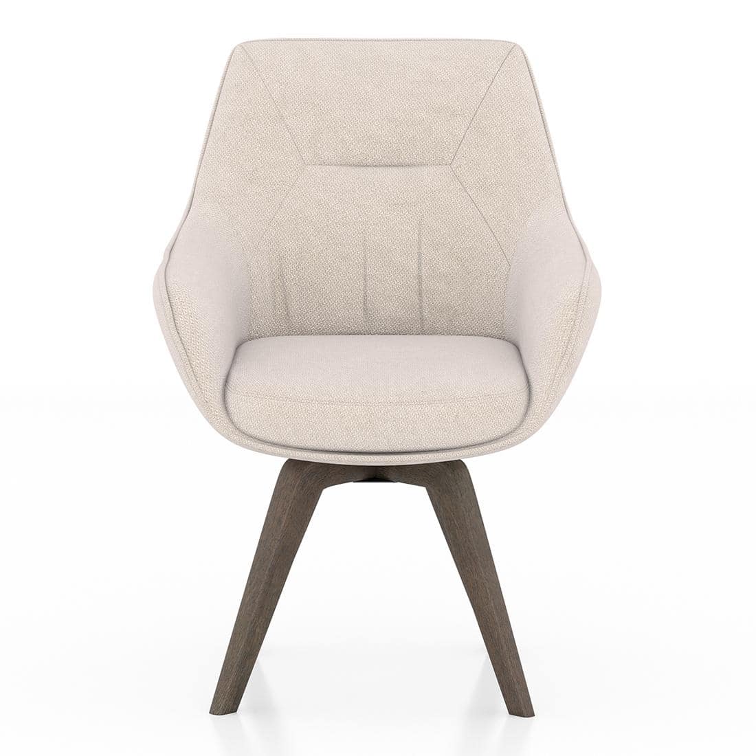 Wella Swivel Solid Wood Dining Chair Set of 2 in Beige Fabric