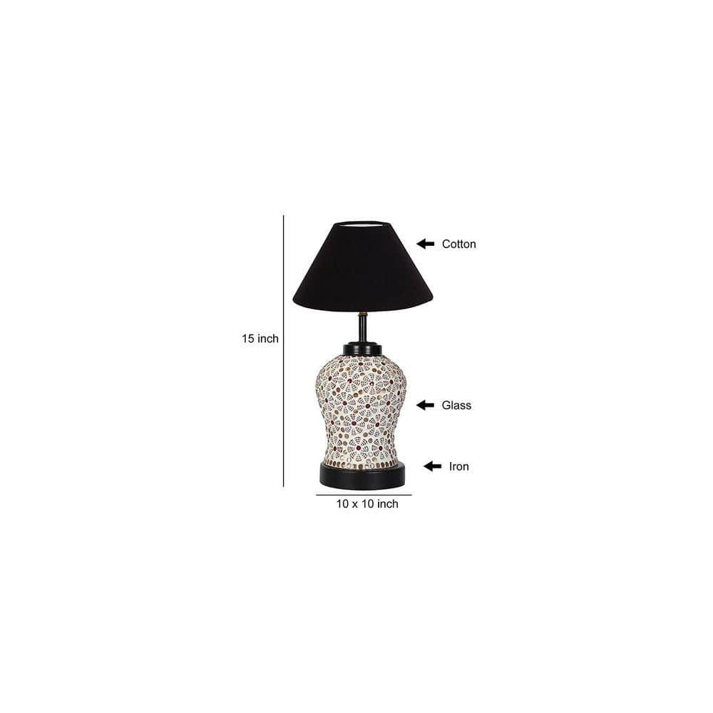 Paris Black cotton Glass Table lamp with Iron Base