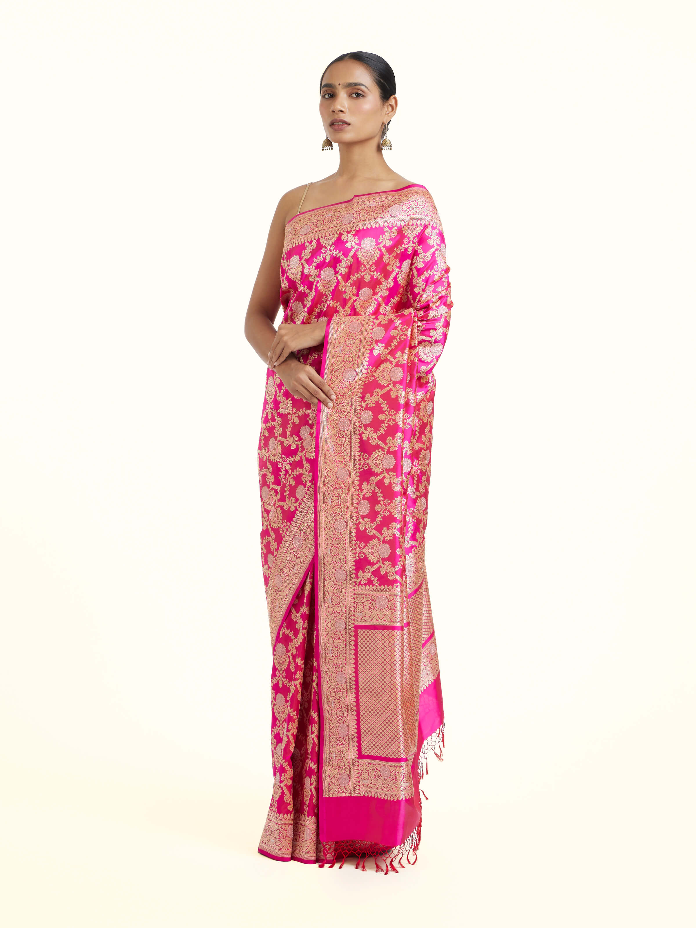 Fuschia Banarasi Kadhwa Silk Saree