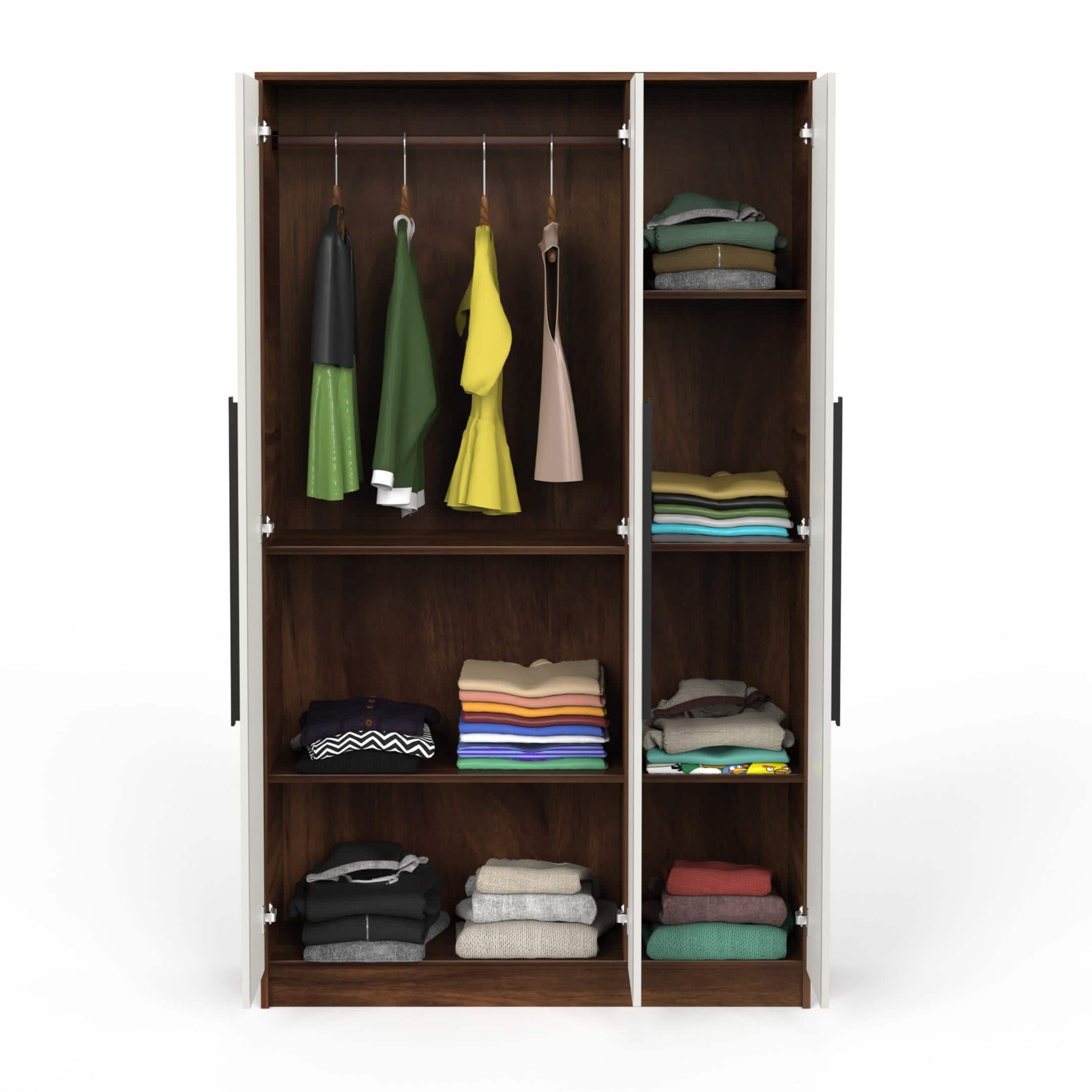 Maltein 3 Door Engineered Wood Wardrobe In Brown Maple & White Finish