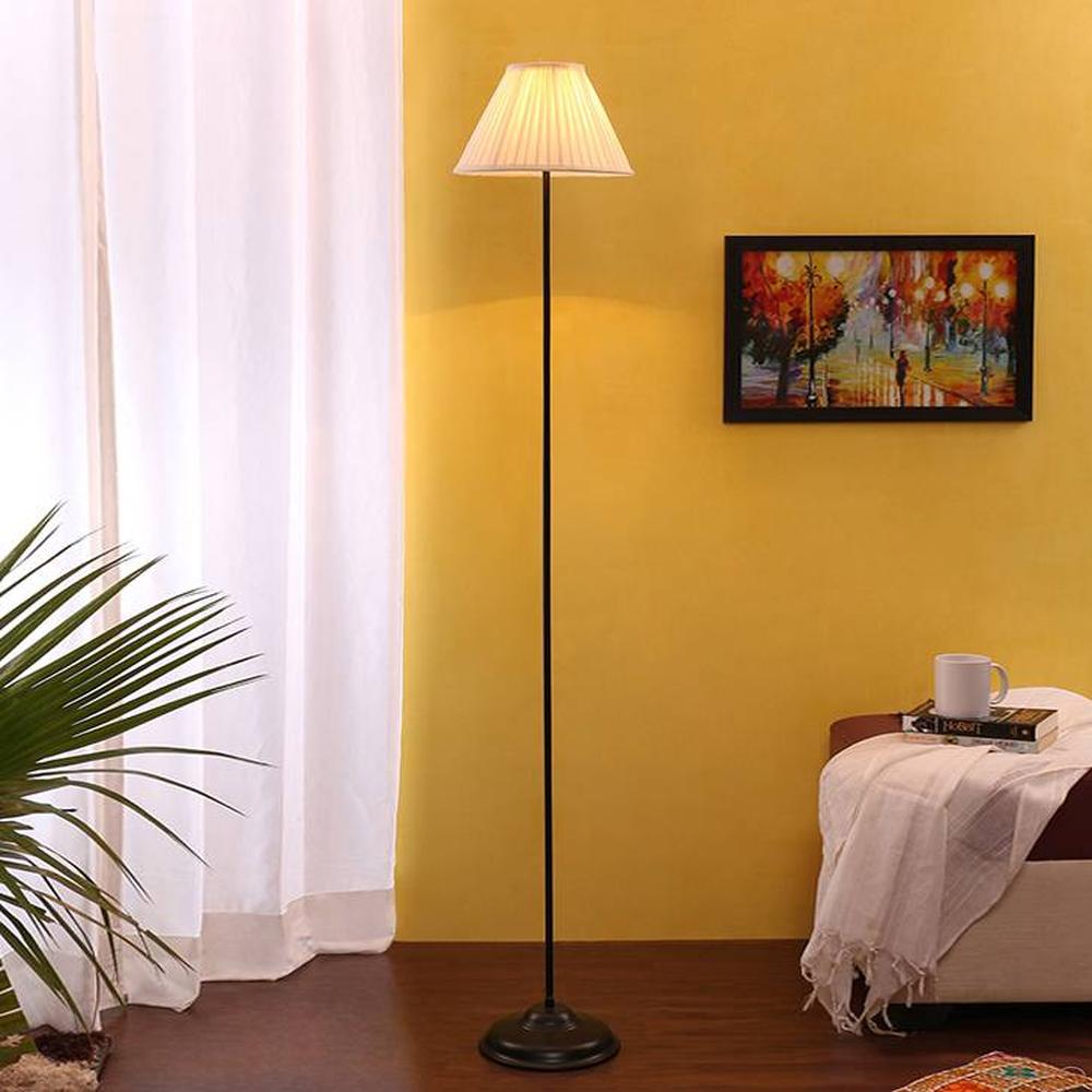 Carmela Black Cotton Shade Floor Lamp