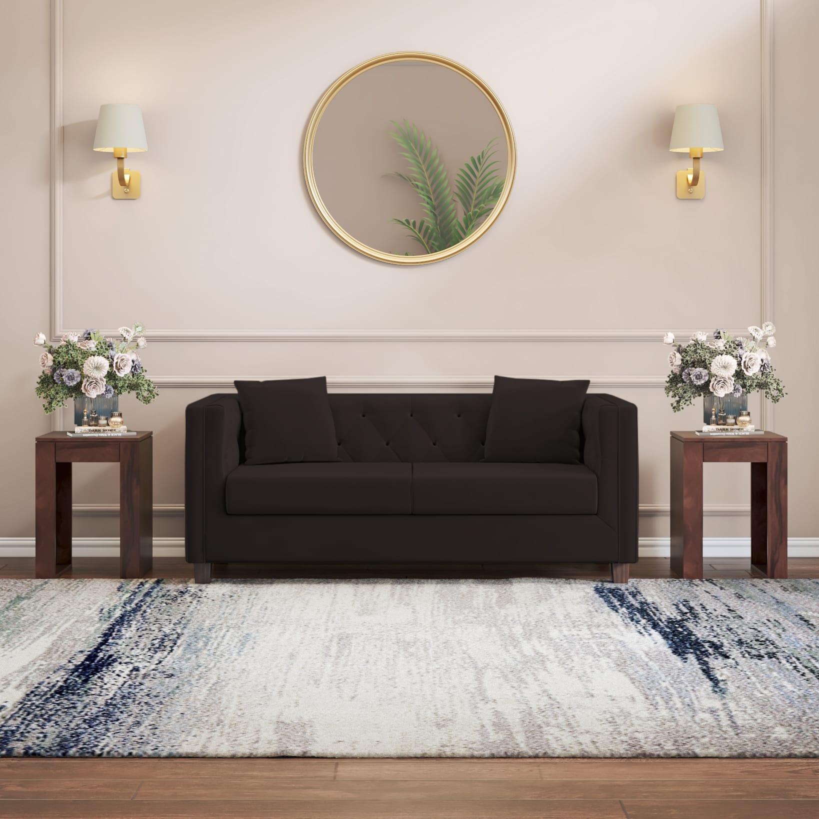 Windsor Premium 2 Seater Fabric Sofa in Deep Brown Velvet Colour