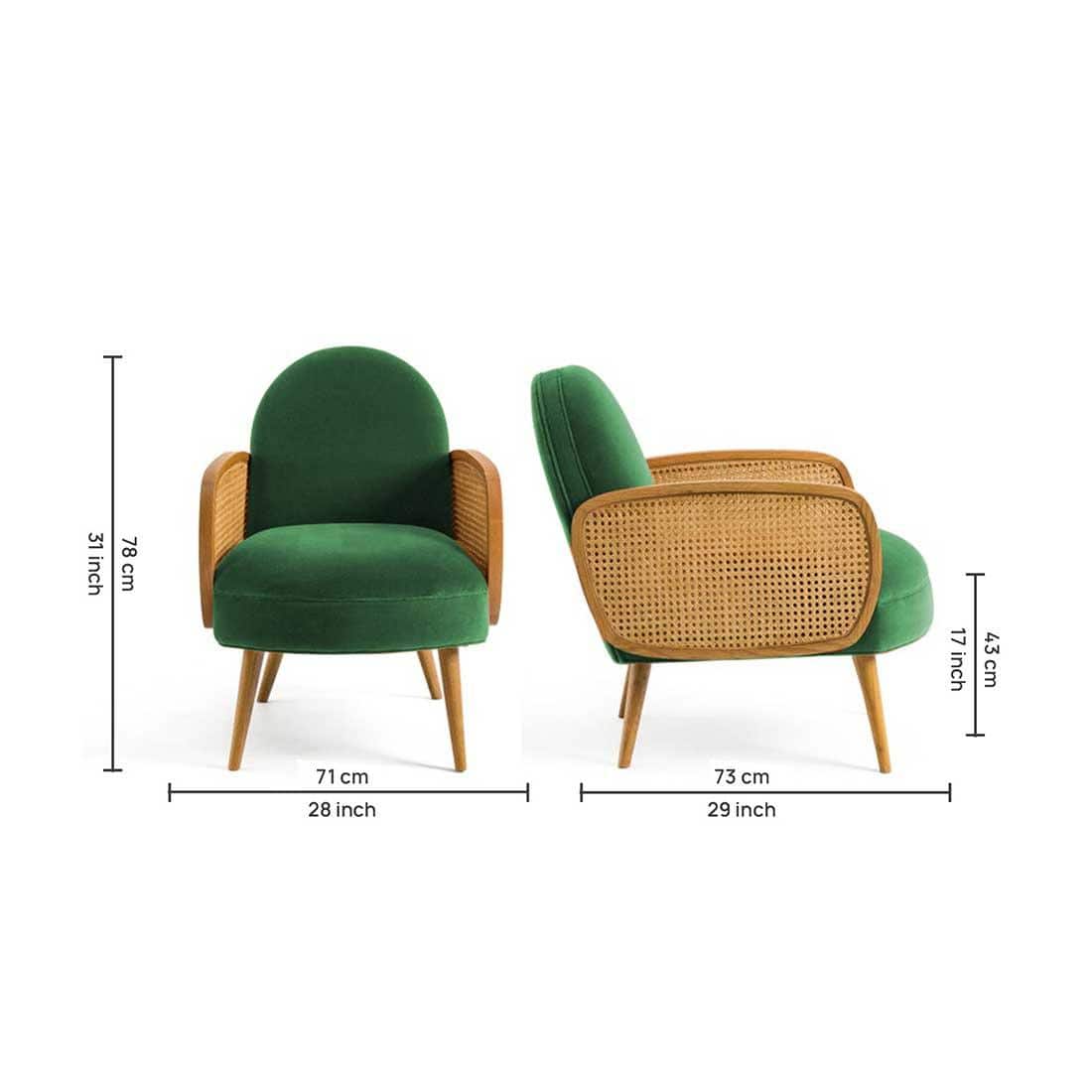 Holden Cane Accent Chair in Green Colour