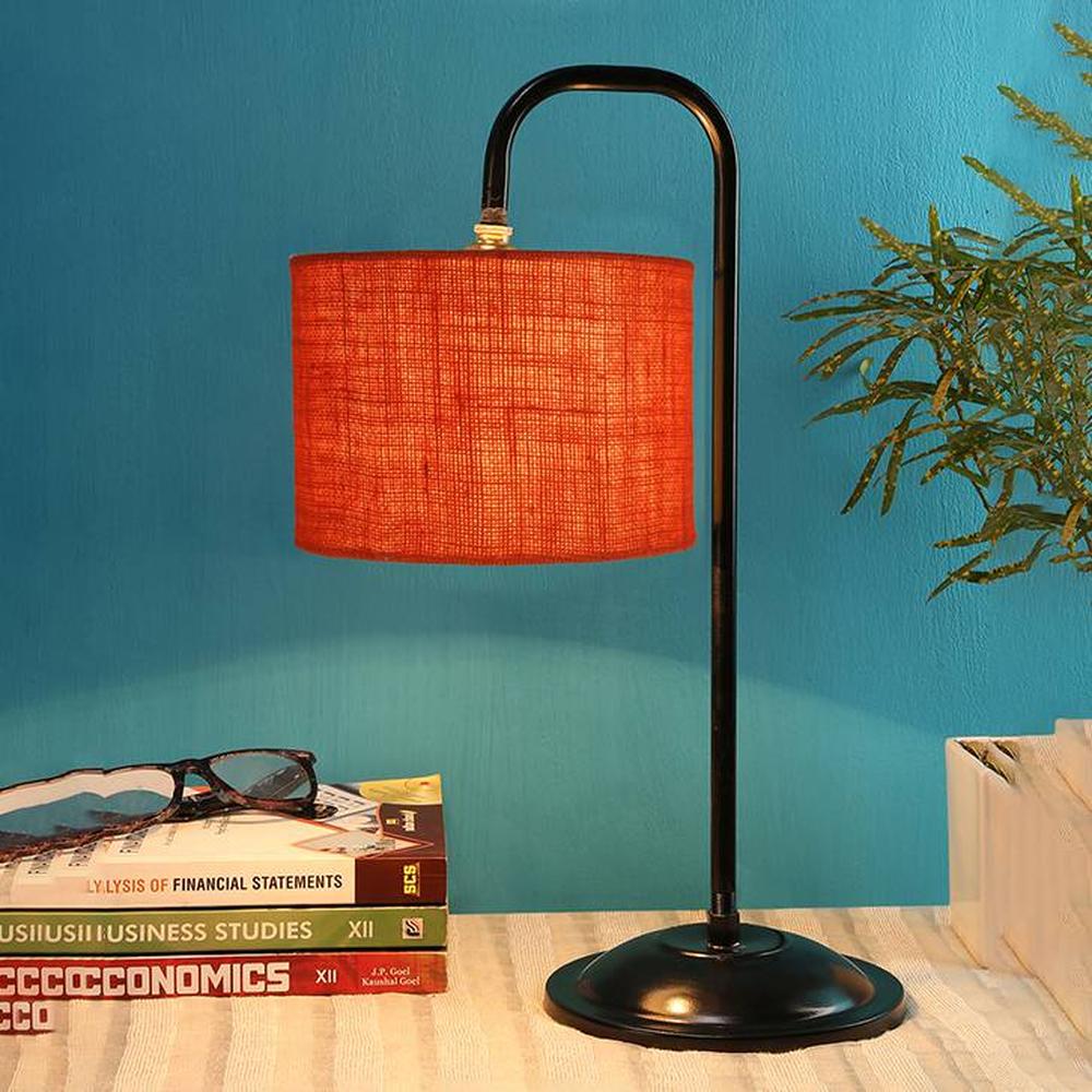 Payton Orange Jute Shade Iron Table Lamp