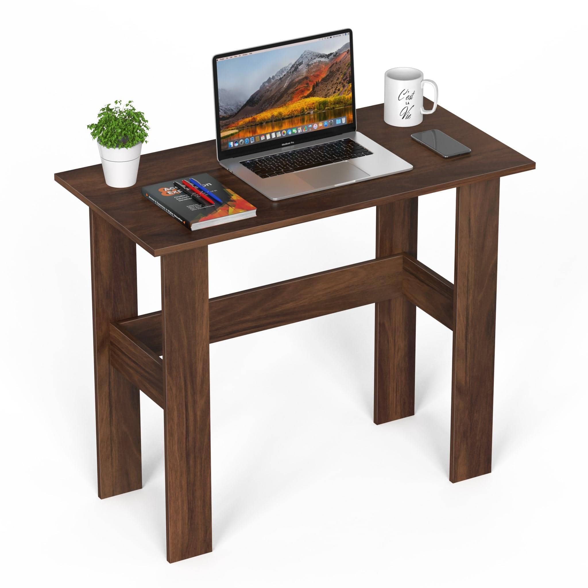 Efflino Engineered Wood Study Table In Brown Maple Finish