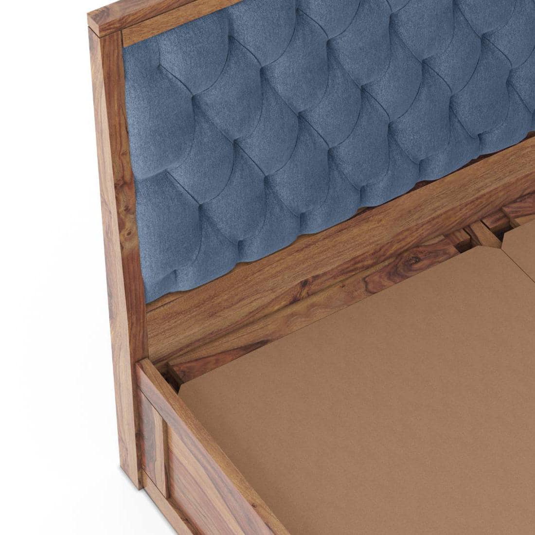 Avon Solid Wood King Size Box Storage Bed In Teak Finish