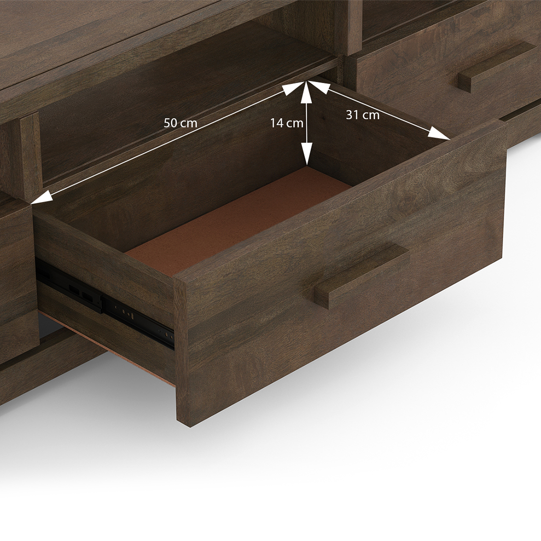Carmond Solid Wood TV Unit in Danish Walnut Finish