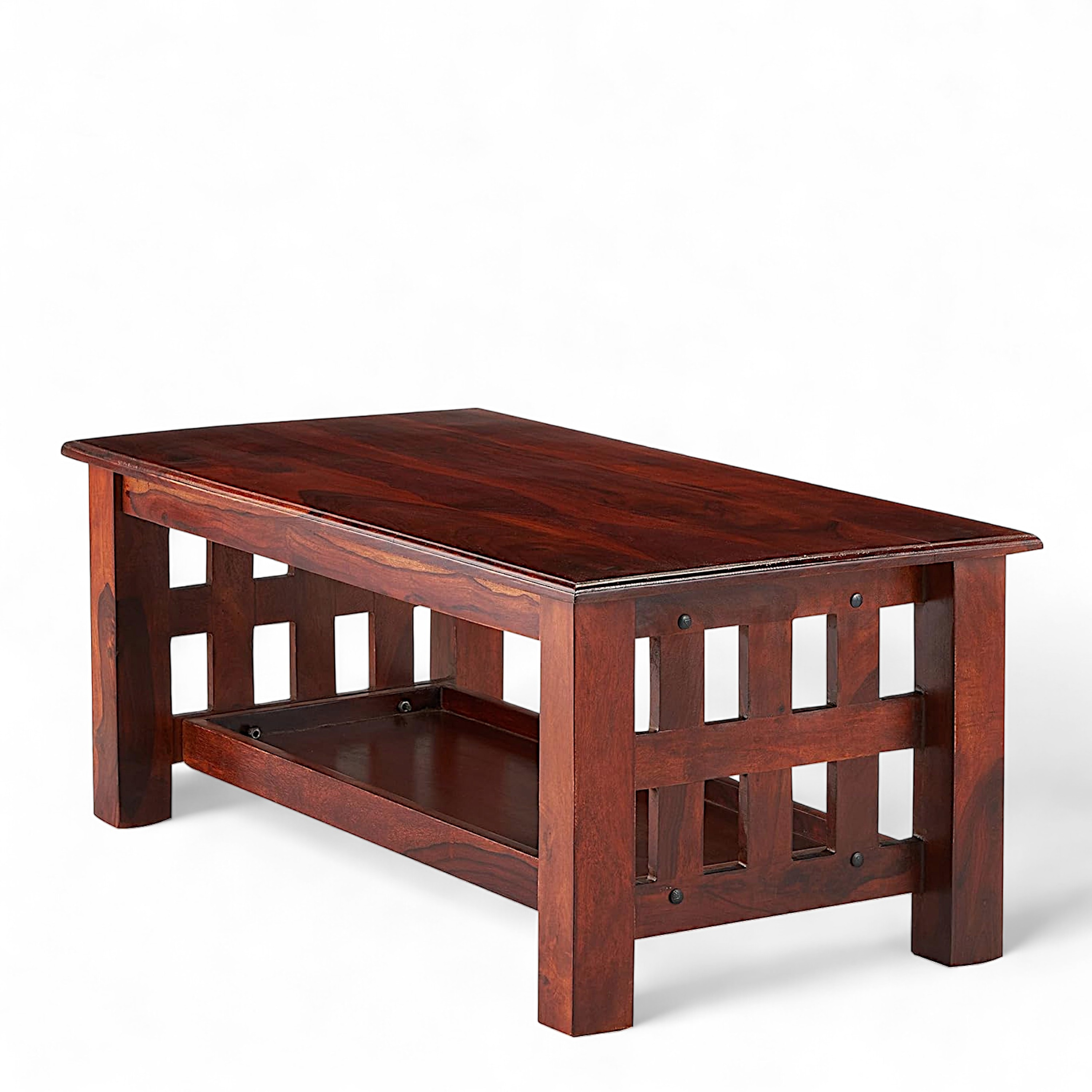 Blairs Sheesham Wood Accent Rectangle Coffee Table In Honey Finish