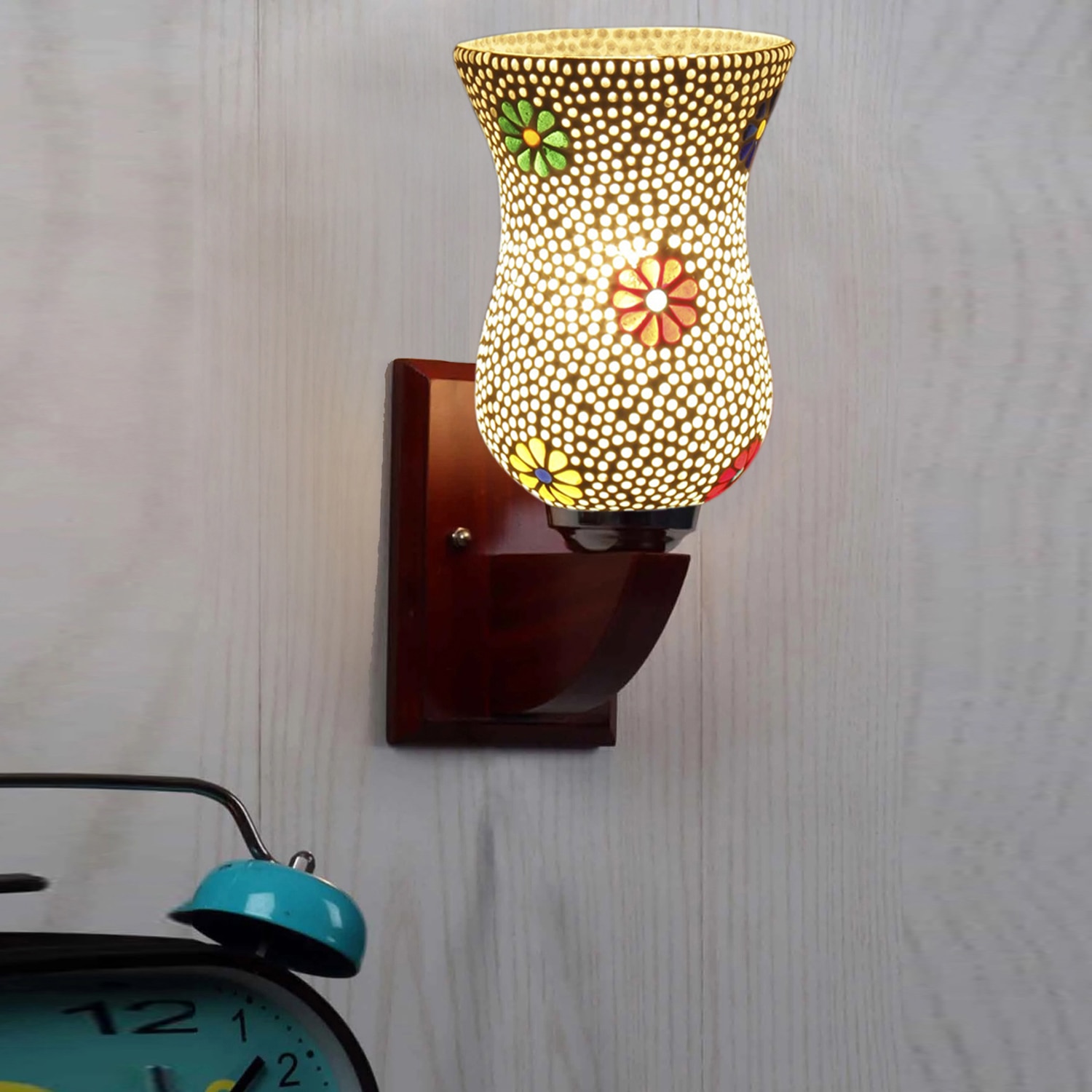 Devansh Solid Wood Electric Wall Light in Multi Colour with Multi Shade Count of 1 Light - Devansh