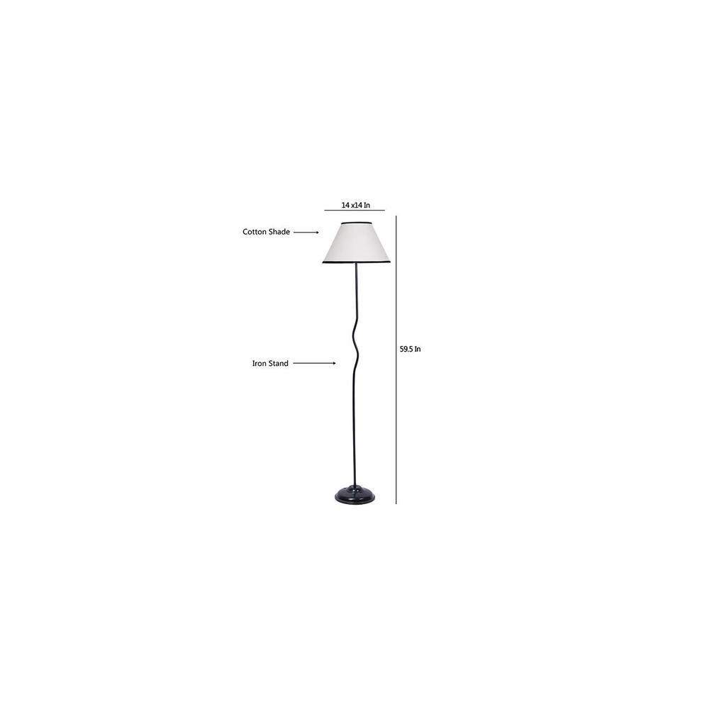 Rowan White & Black Cotton Shade With Iron Floor Lamp