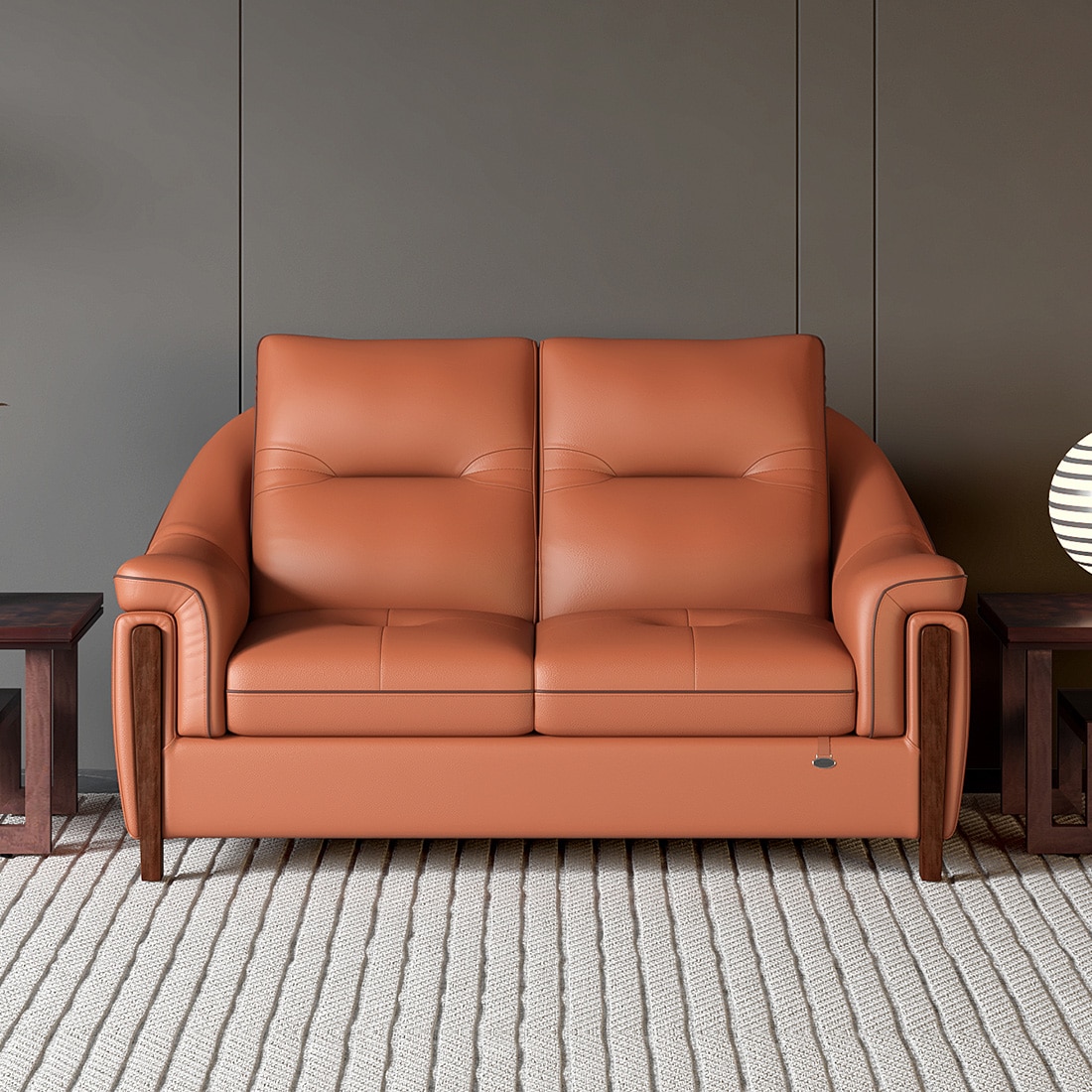 Russet 2 Seater Leatherette Sole in Cinnamon Brown Colour - Durian