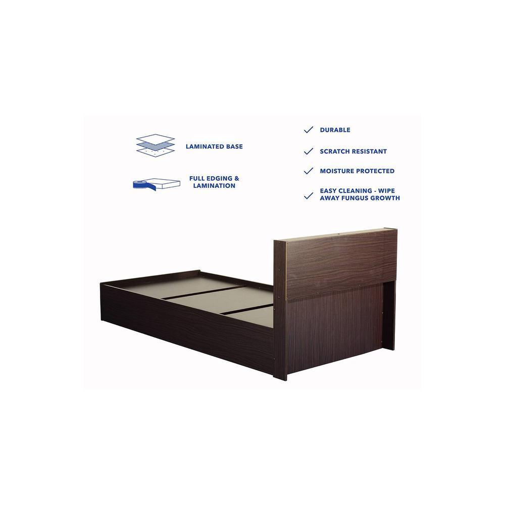 Takeo Engineered Wood Single Bed In Walnut Finish