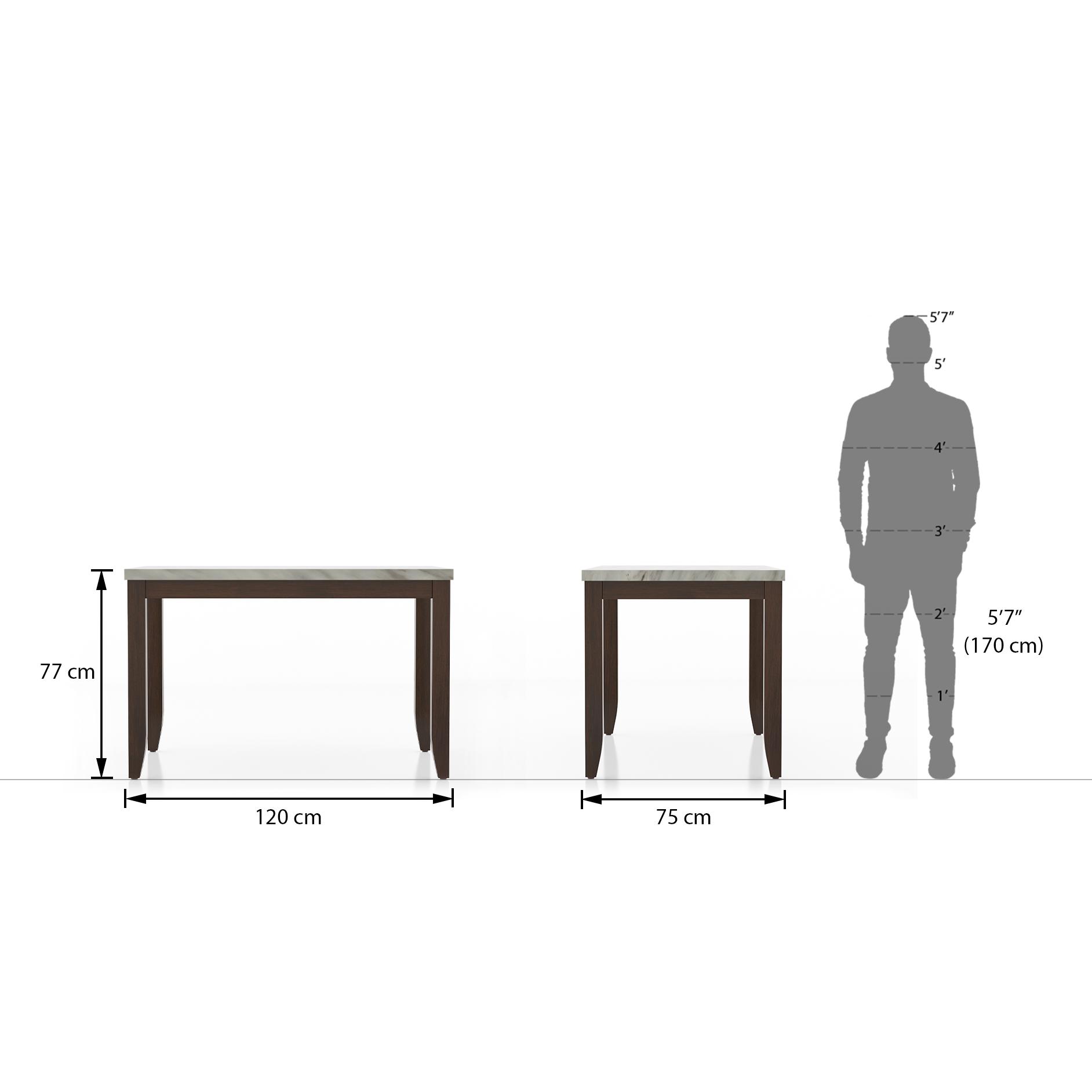 Matteo Stone 4 Seater Dining Table In Dark Walnut Finish