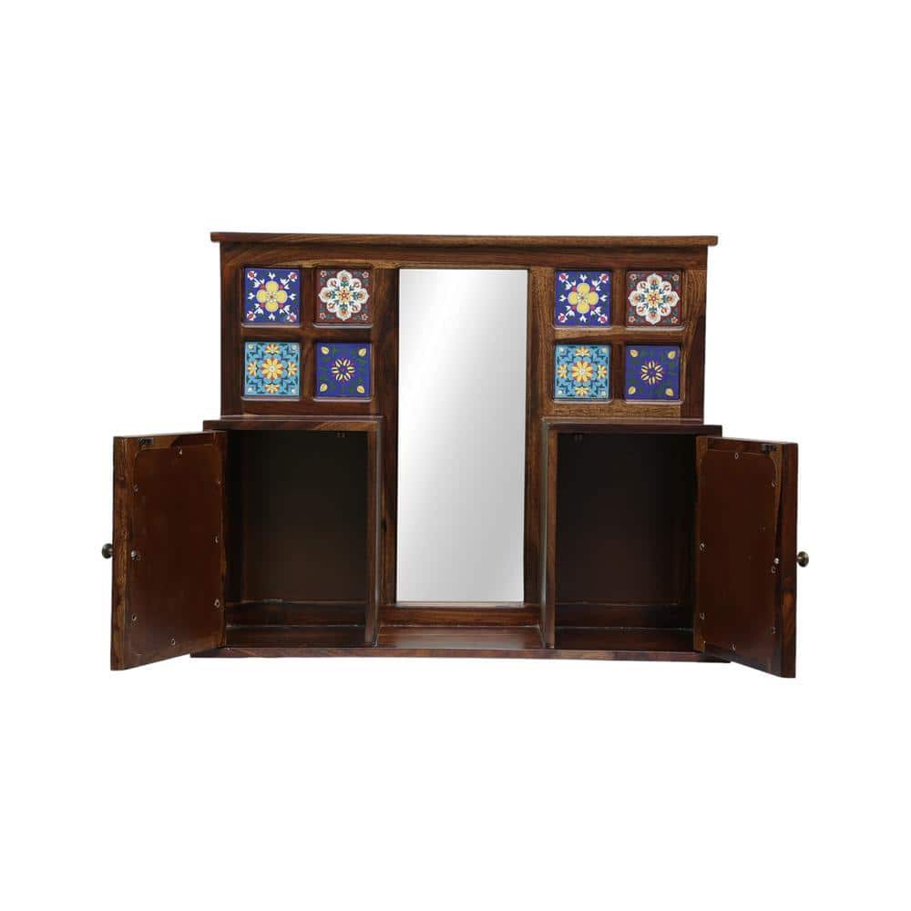 barrie solid wood mirror in brown colour
