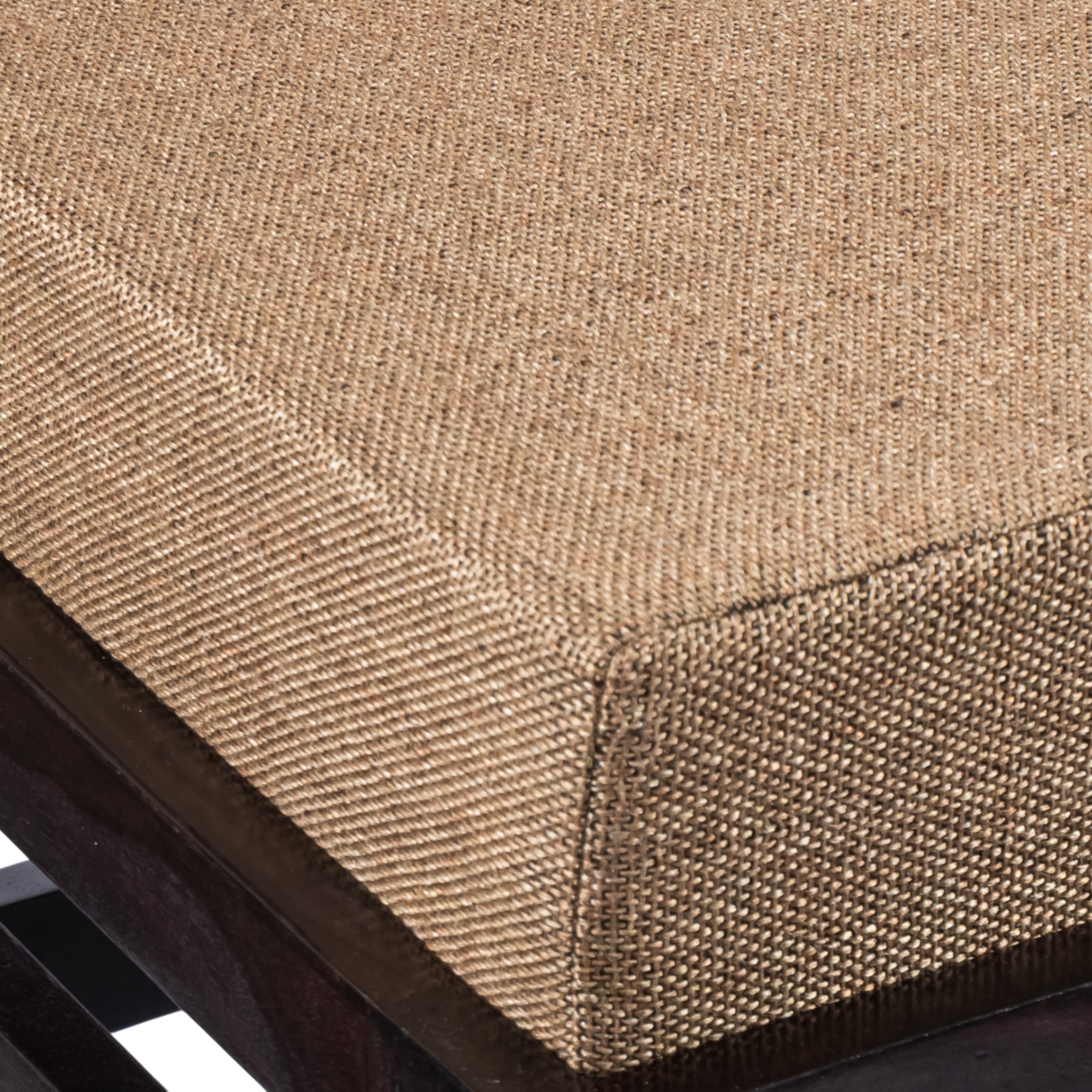 Houston Sheesham Wood Stool with Jute Beige Cushion