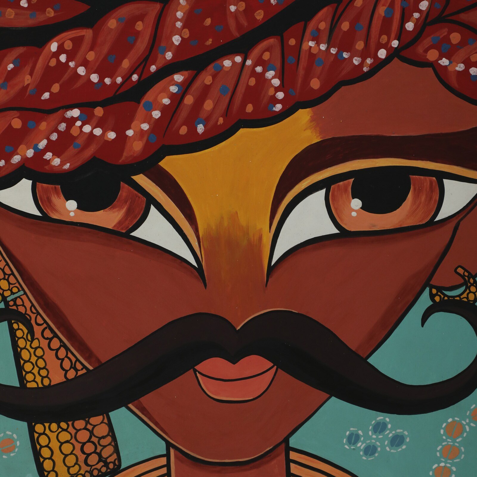 Mario Mango Wood Hand Painted Multicolour 1 Door Small Cabinet In Natural Finish