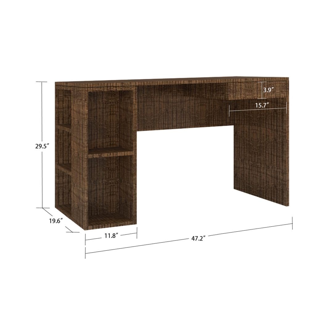 Astra Study Desk with Open Shelves and Drawer in Tawny Cambric Colour