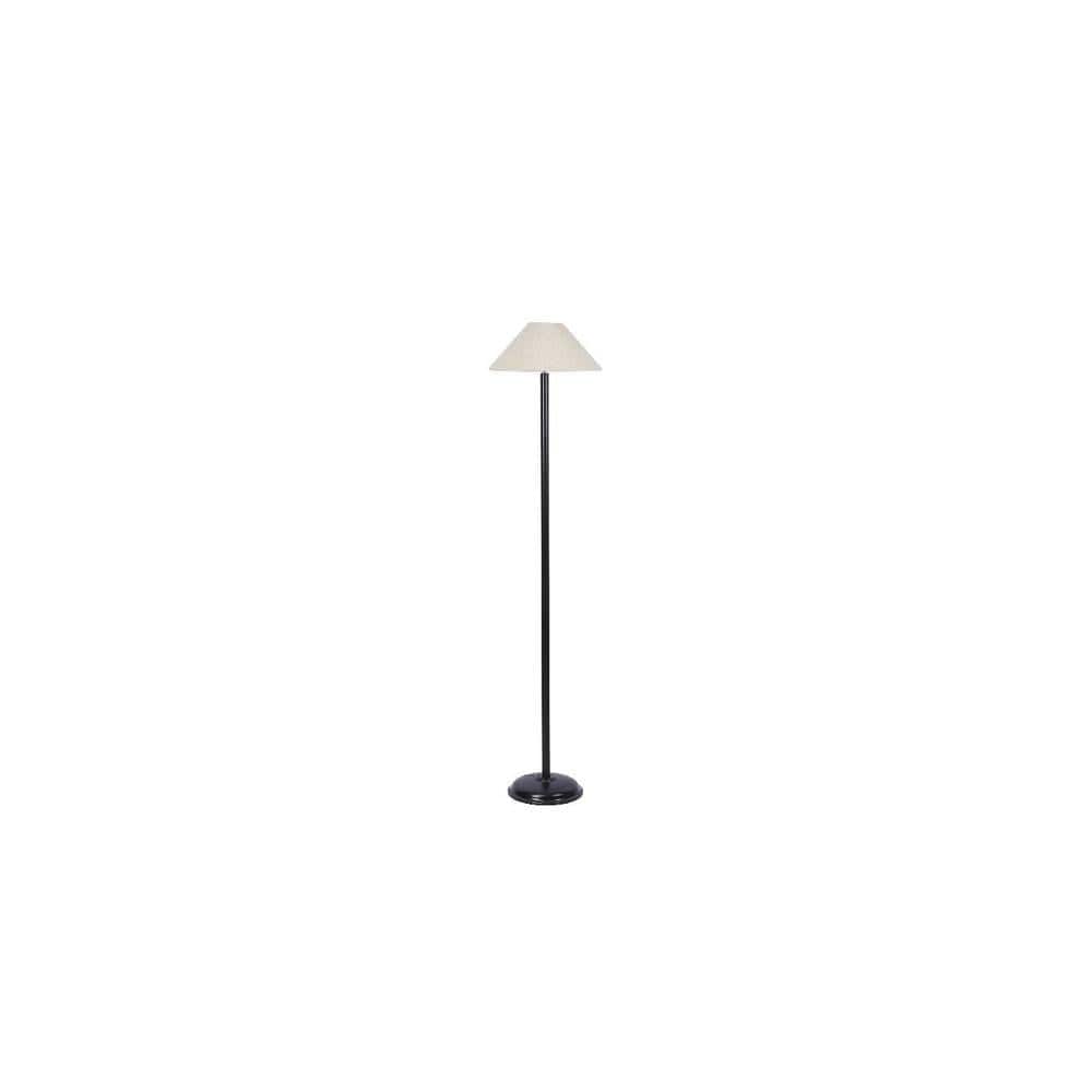 Mickey White Natural Fiber Floor Lamp with Black Iron Base