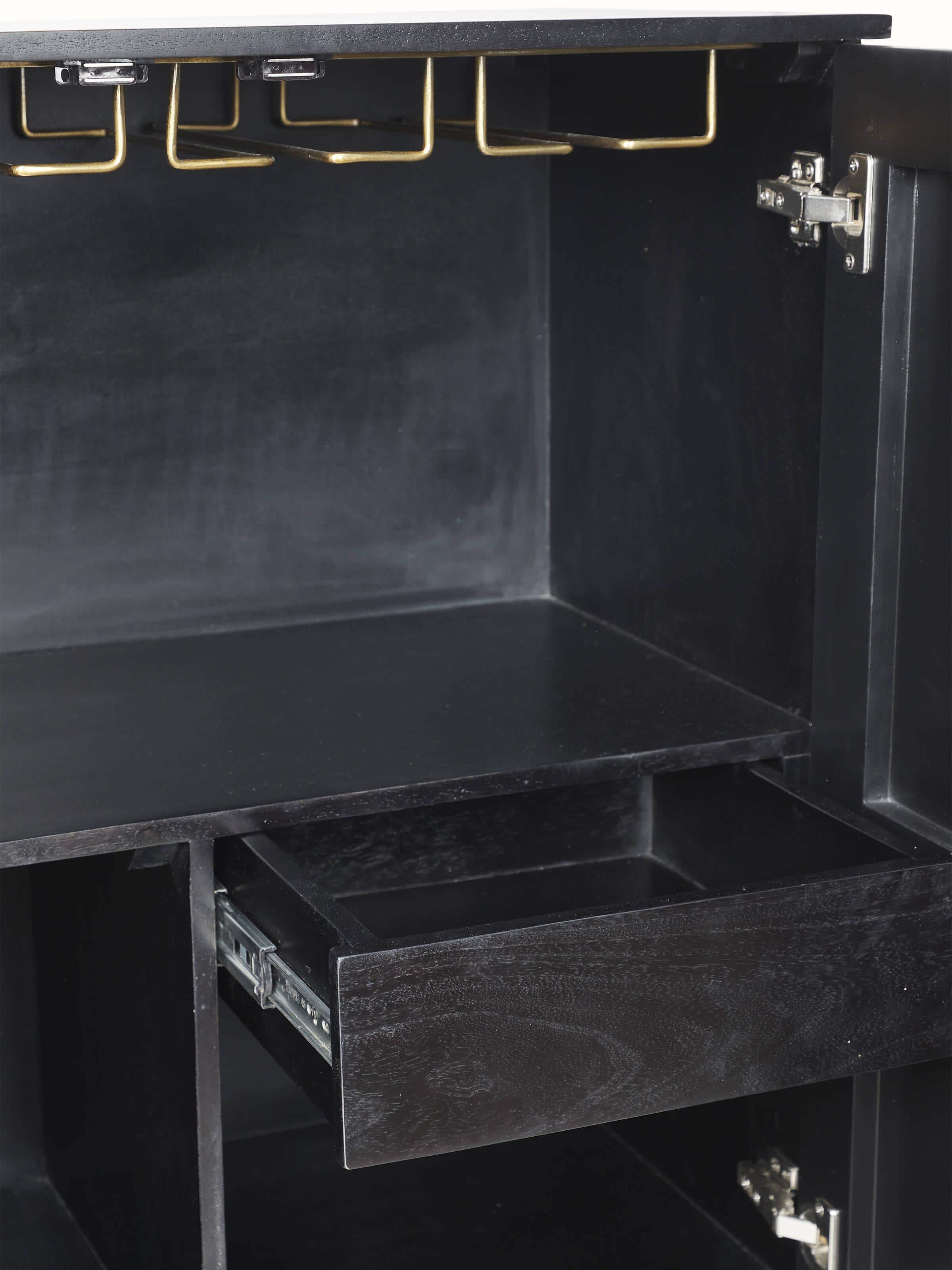 Detailed view of the cabinet's side panels with mother-of-pearl inlay, emphasizing the artistic design and texture