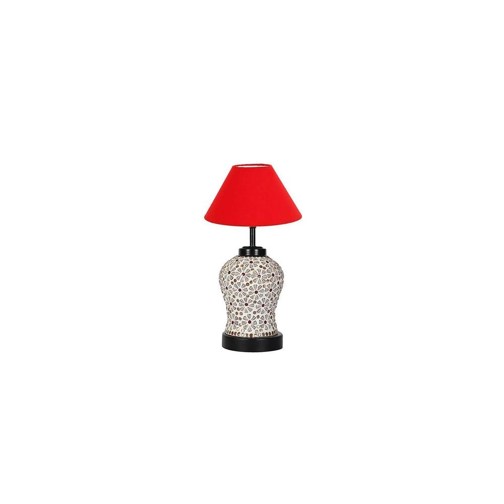 Nayeli Red cotton Glass Table lamp with Iron Base
