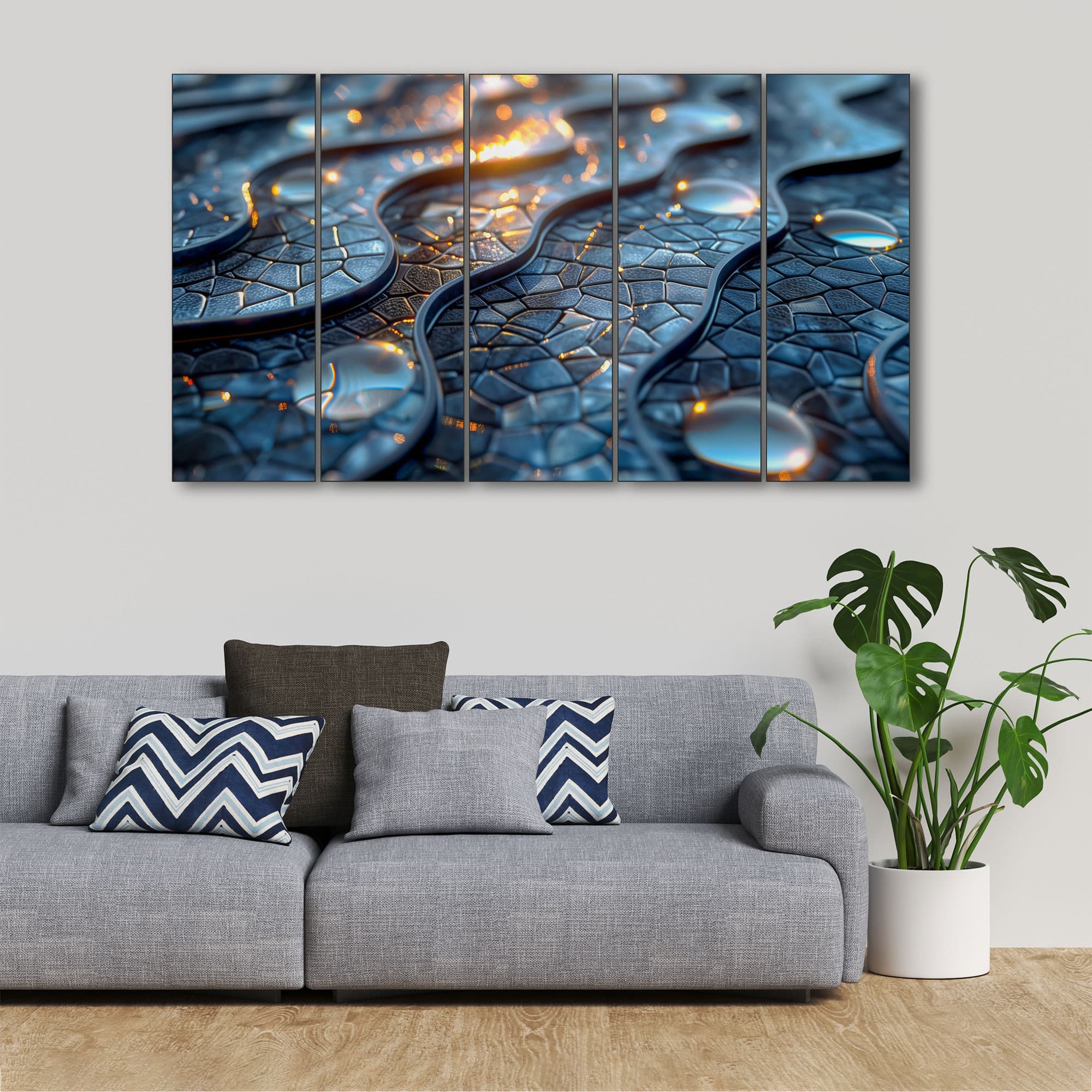 The Castle Decor Abstract Art Wall Painting Wooden Framed 27x48 Inch (Style 8) - The Castle Decor