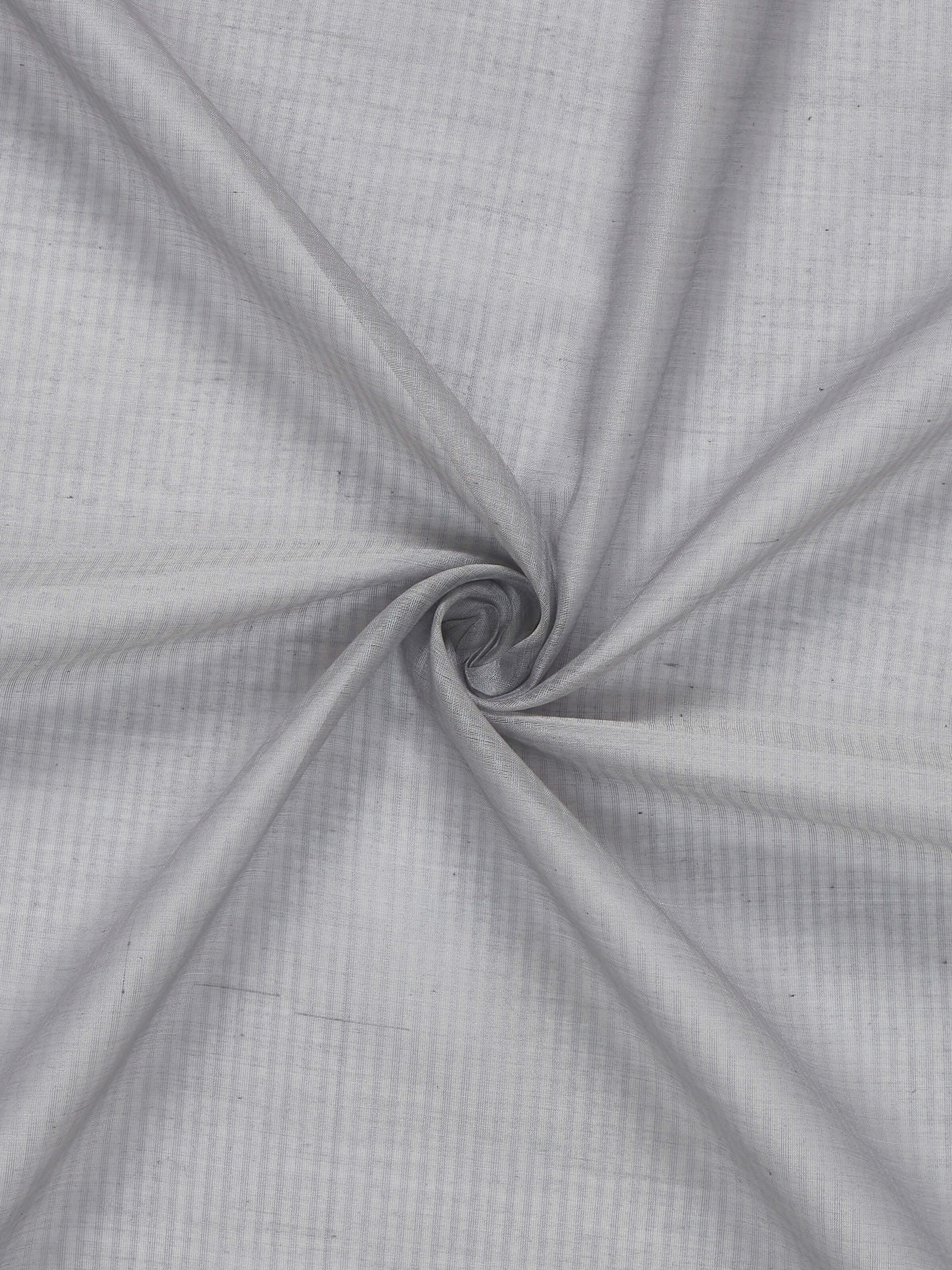 Angled view of Pragya Grey Curtain showing lightweight handloom fabric and sheen