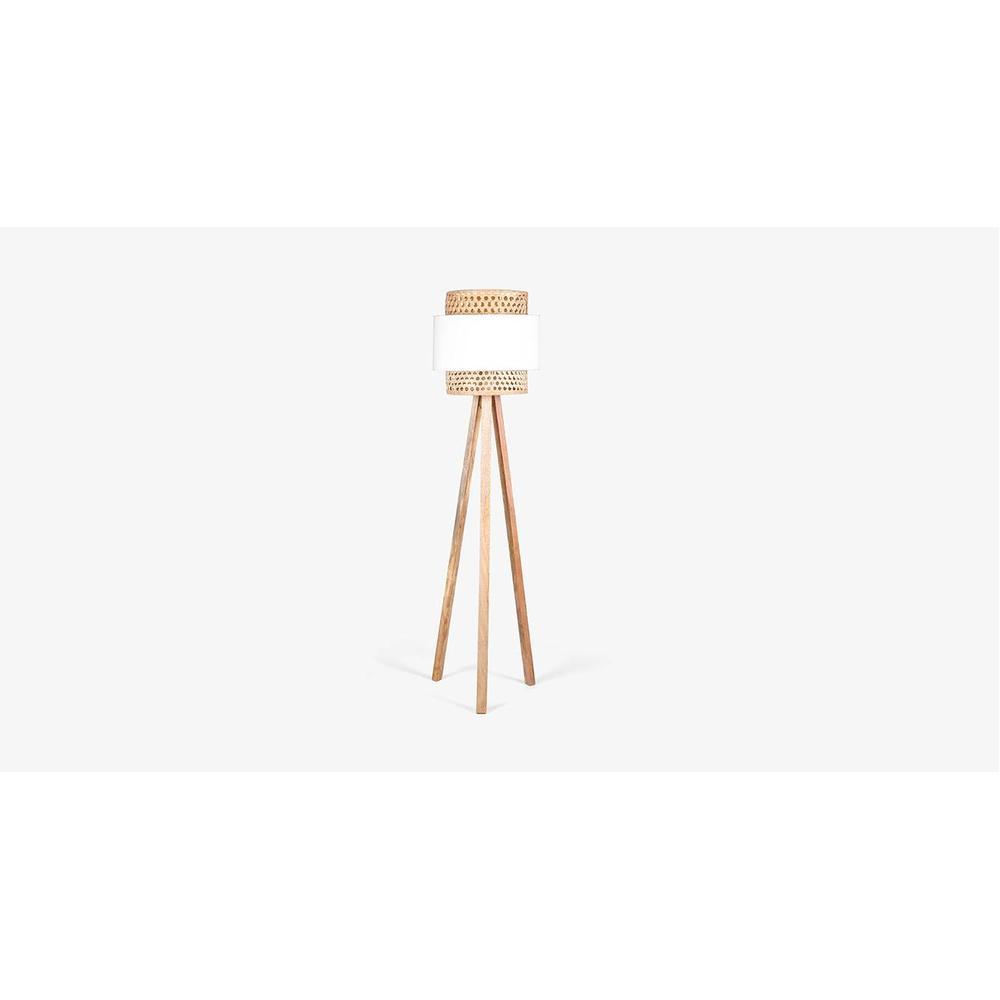 Fifi Natural & White Floor Lamp With Bamboo Base