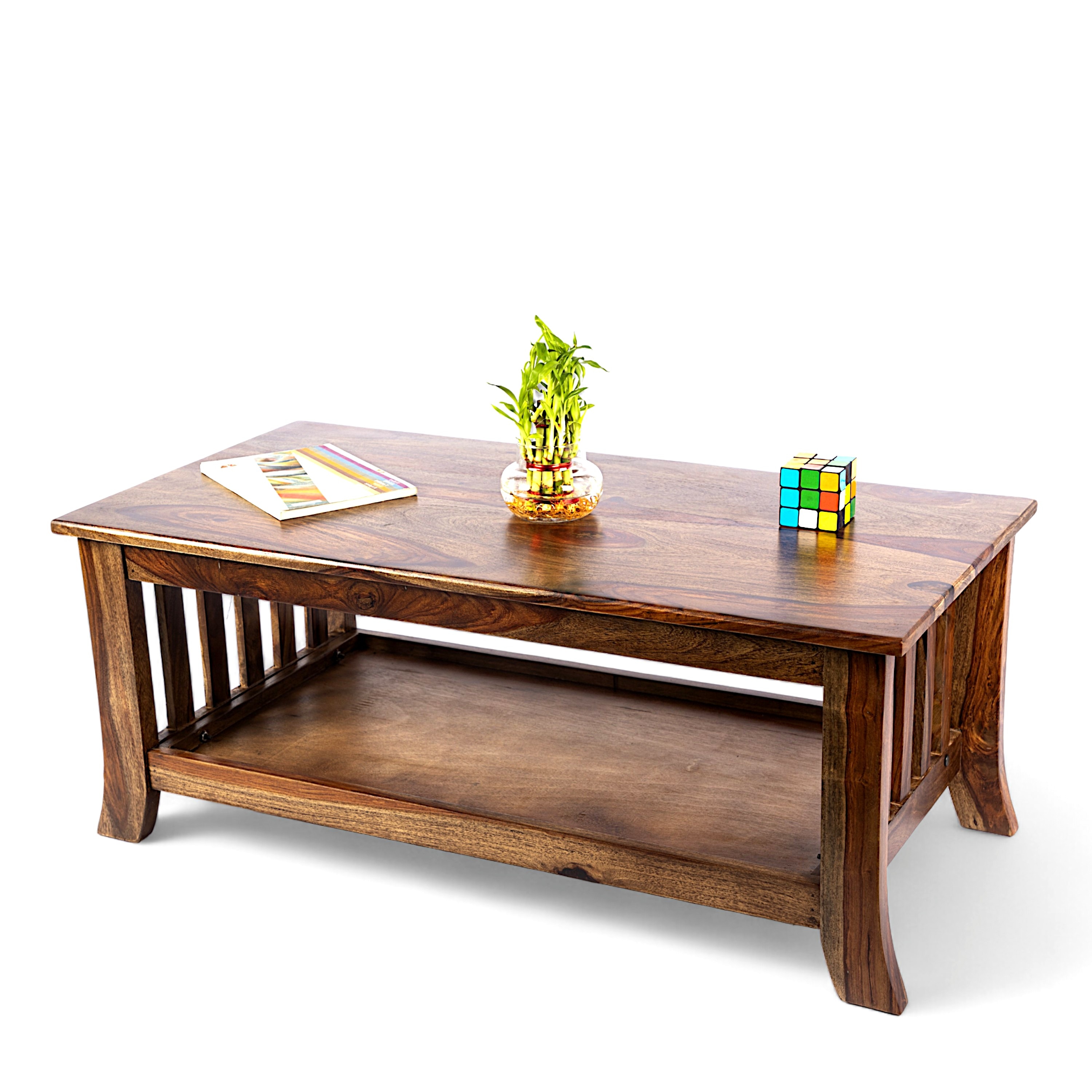 Omar Sheesham Wood Coffee Table In Teak Finish