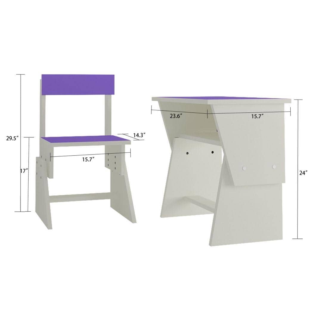 Utopia Extendable Toddler Study Desk and Chair Set in Lavender Purple Colour