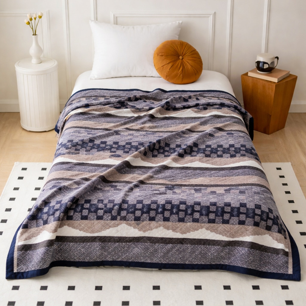 Mila Multicolor Abstract Wool Single Bed Blanket 350 Gsm