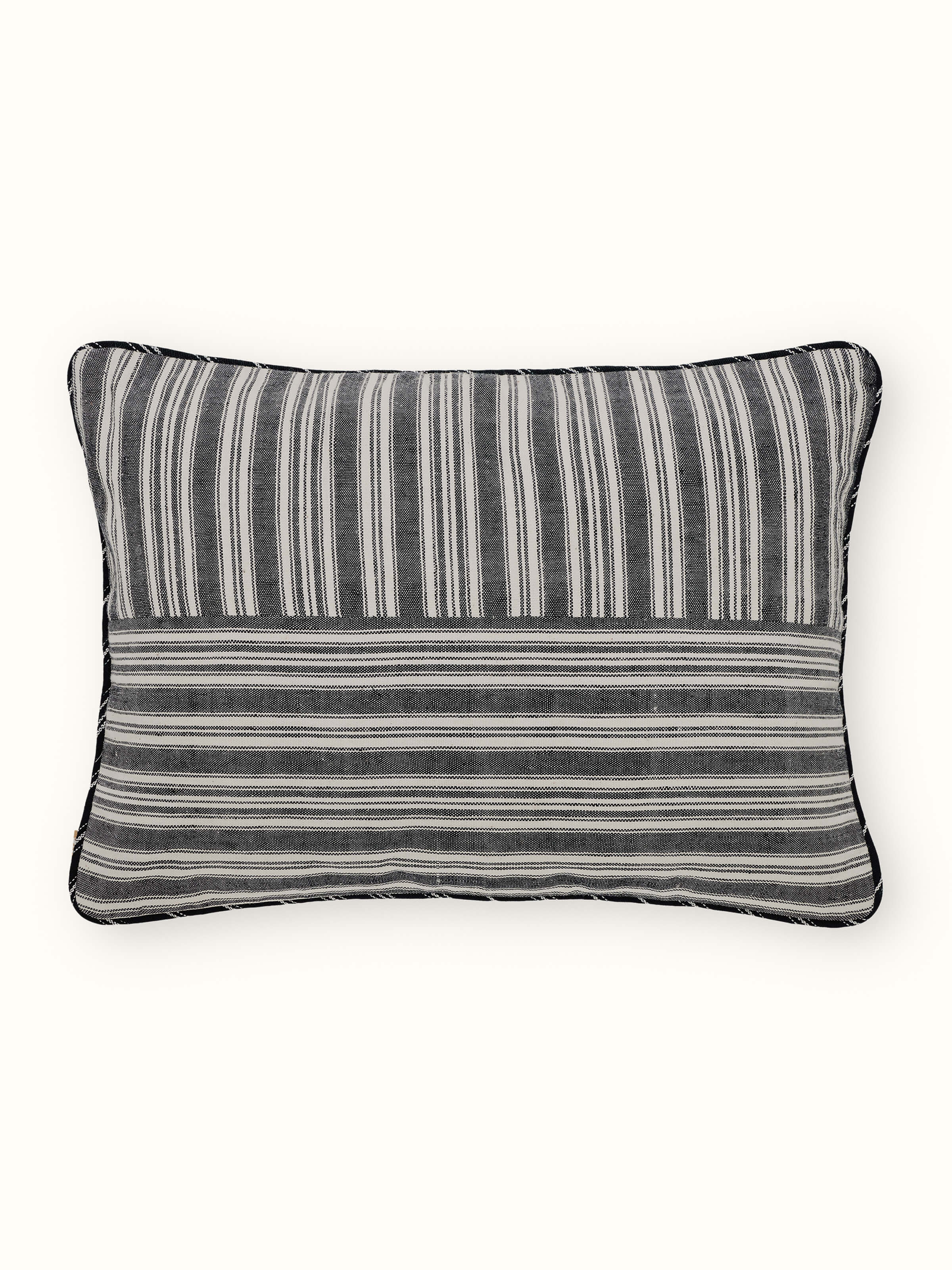 Krsna Black Cotton Handloom Lumbar Cushion Cover