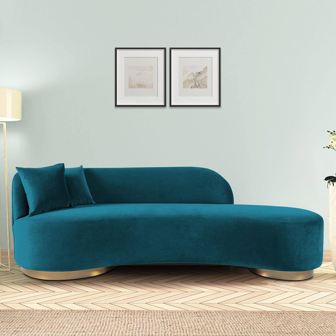 Maddox Velvet 3 Seater Sofa in T Blue Colour
