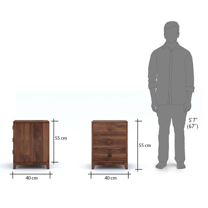 Magellan Solid Wood Bedside Table in Teak Finish