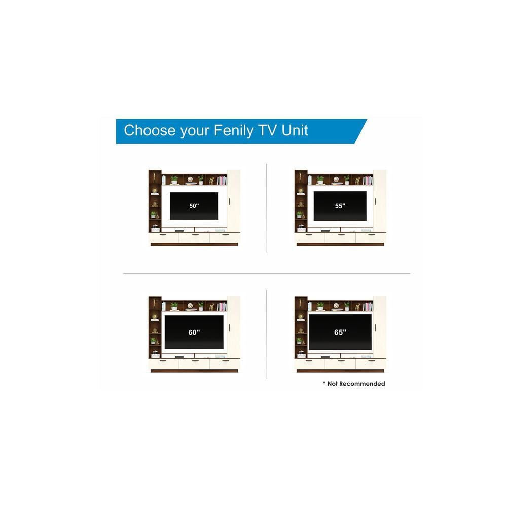 Fenily Engineering Wood TV Entertainment Unit Set Top Box Stand/TV Cabinet with Shelves for Books & Décor Display Unit Bed Living Room Upto 60 Inches (Brown Maple & Beige)