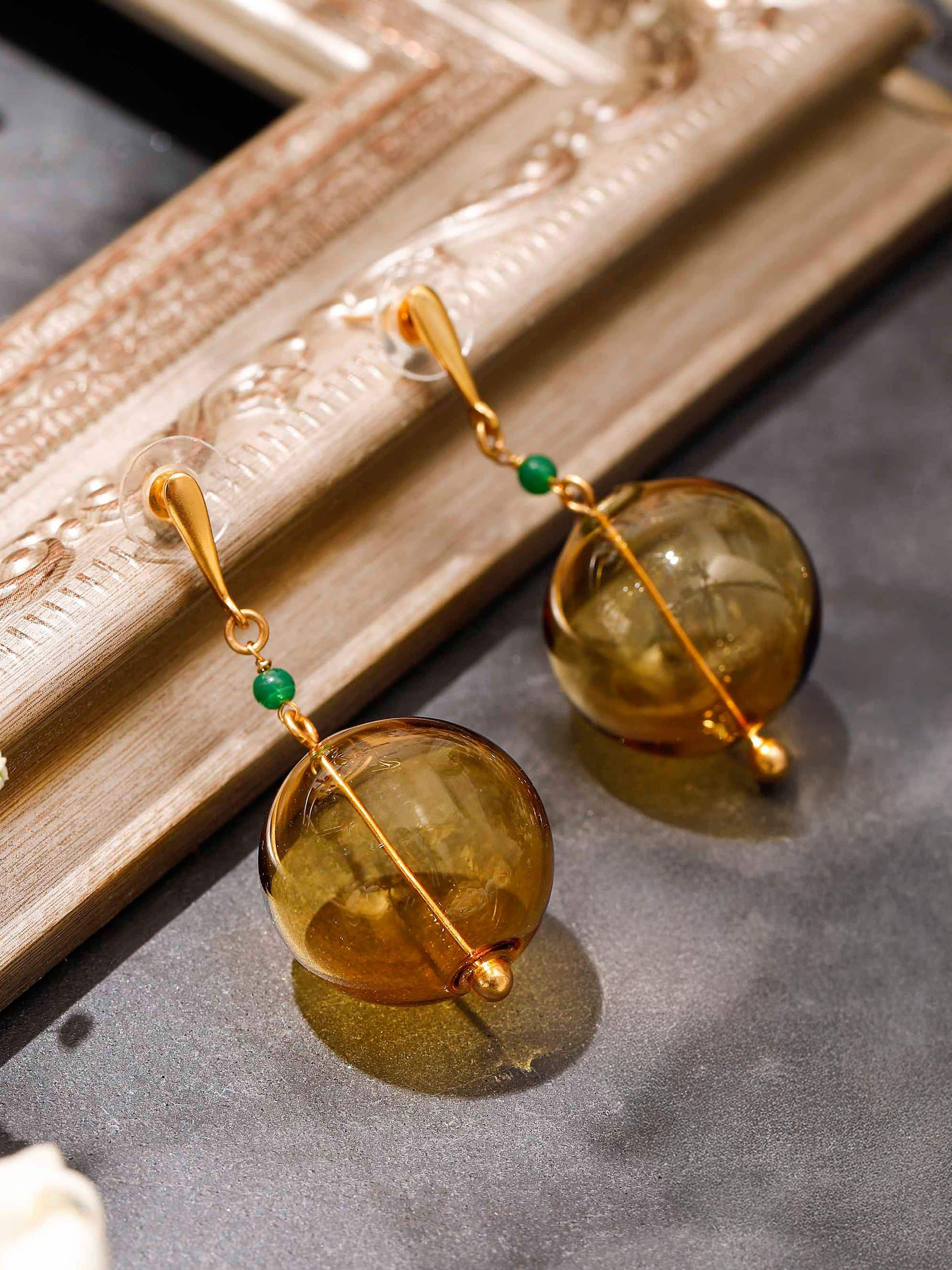 Silver Flame Glass Drop Earrings