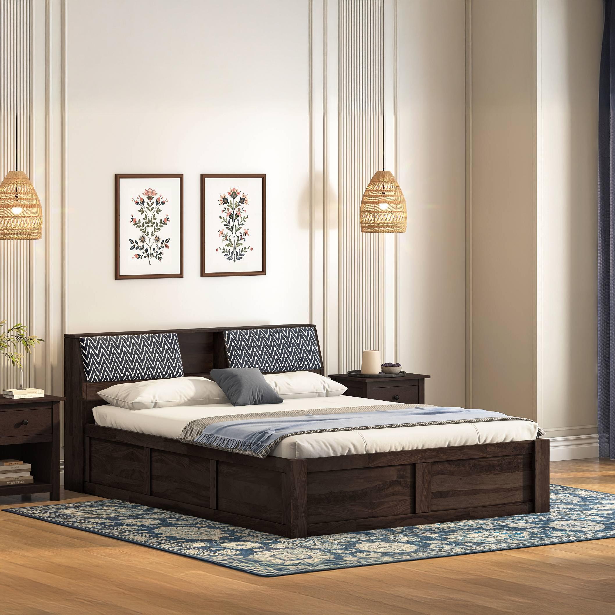 Jennings King Size Hydraulic Storage Bed in American Walnut