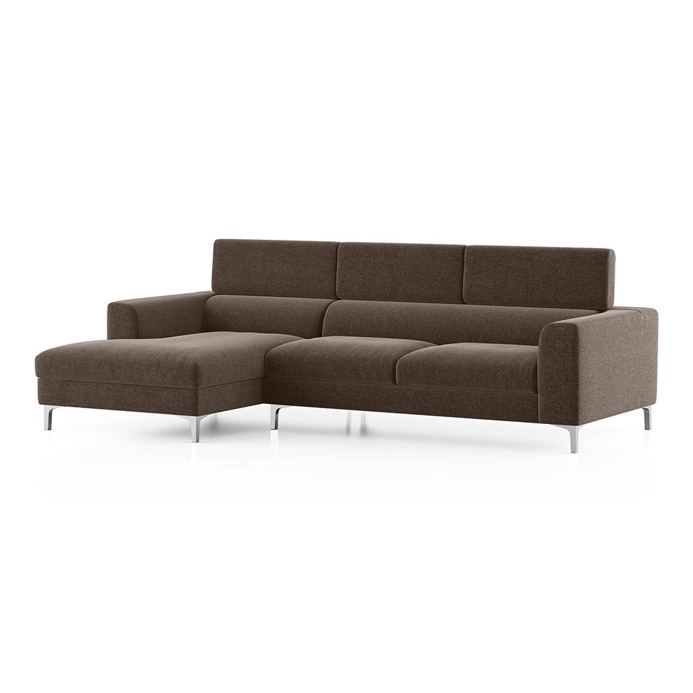 Chelsea Left Aligned 3 Seater Sectional Fabric Sofa (Daschund Brown)