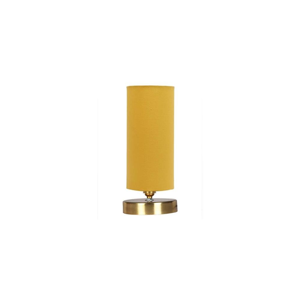 Cooper Yellow cotton table lamp with Gold wood base