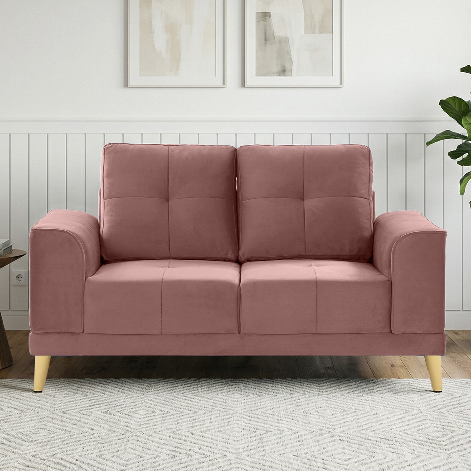 Nency Velvet 2 seater Sofa Peach - Home Lifestylez