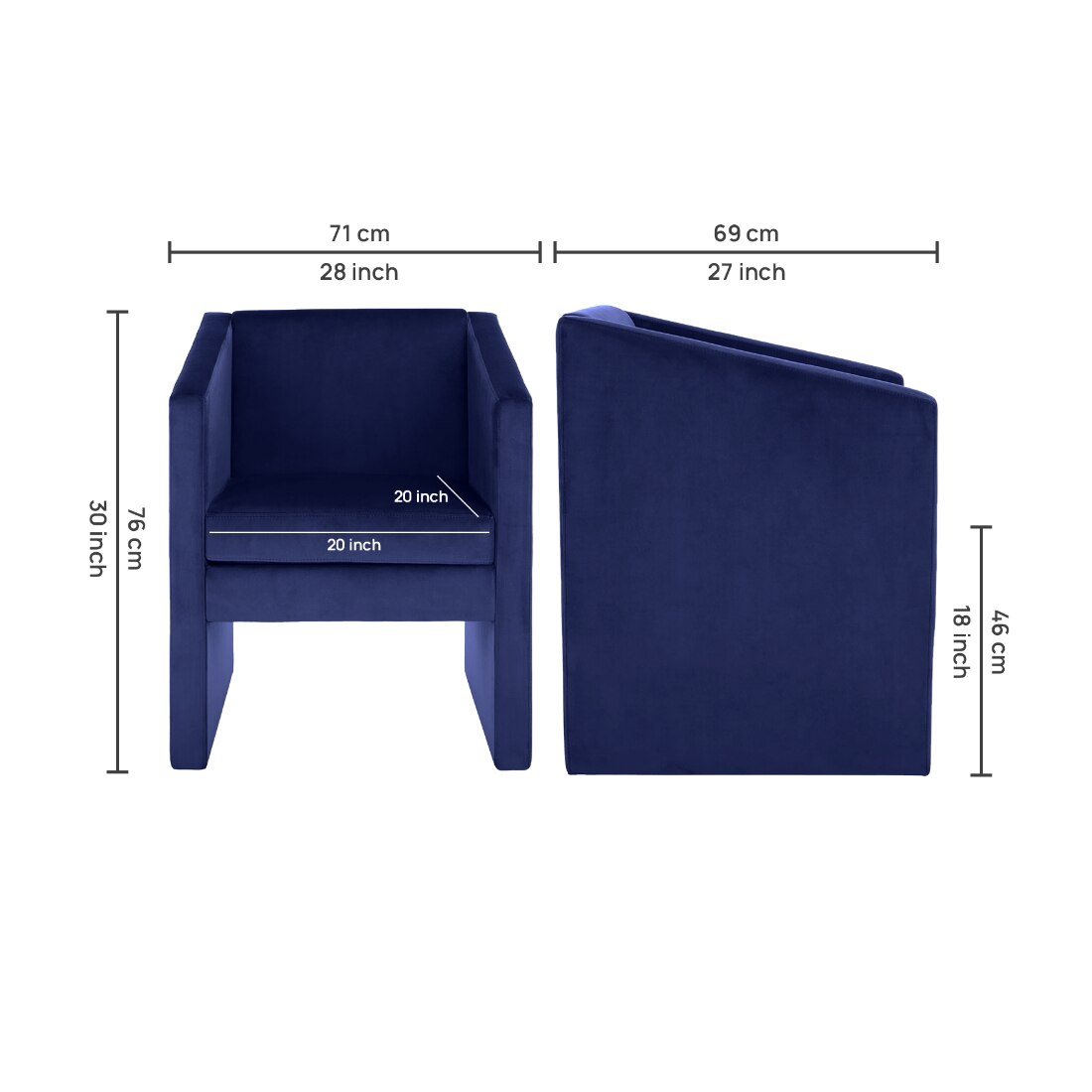Shuntina Accent Velvet Chair in Navy Blue Colour