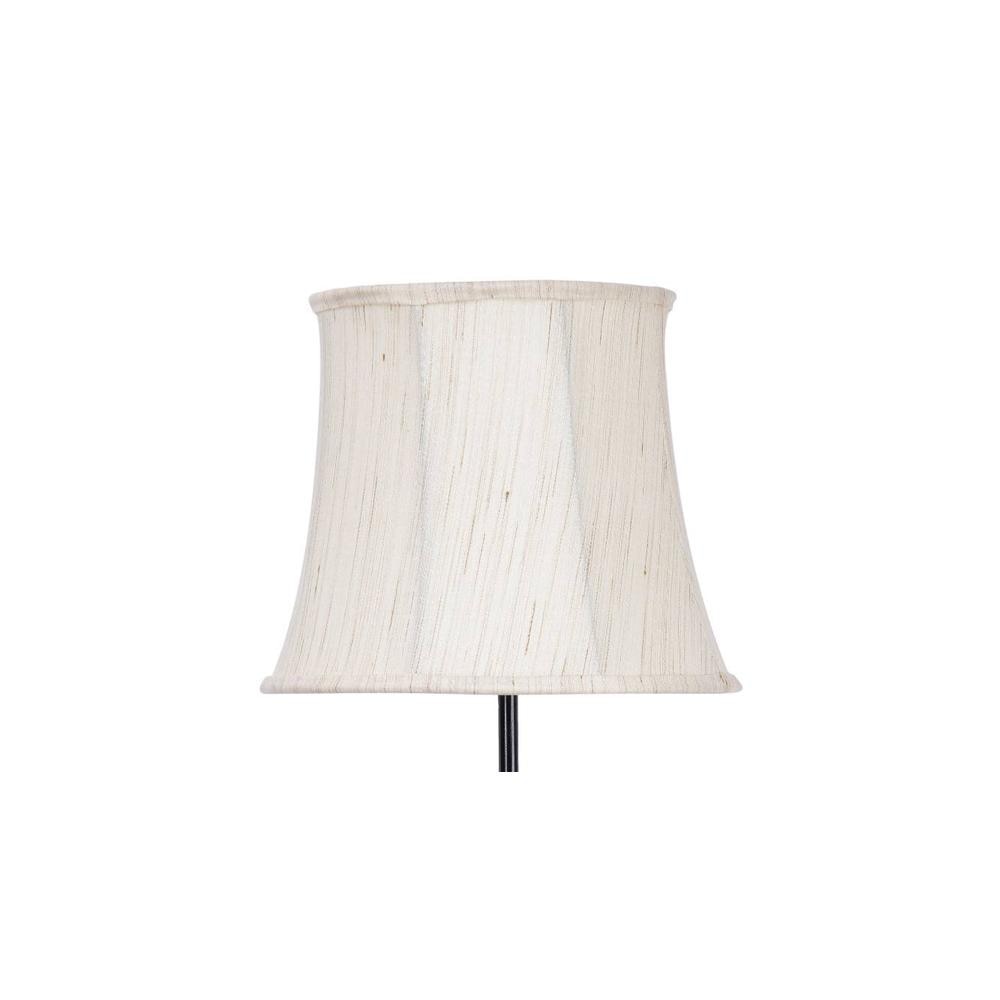 Savannah Off White Fabric Floor Lamp with Black Iron Base