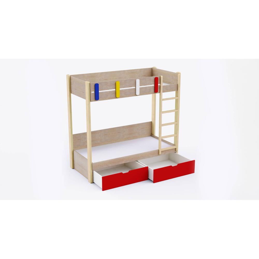 Pine Tree Bunk Bed with Drawer Storage