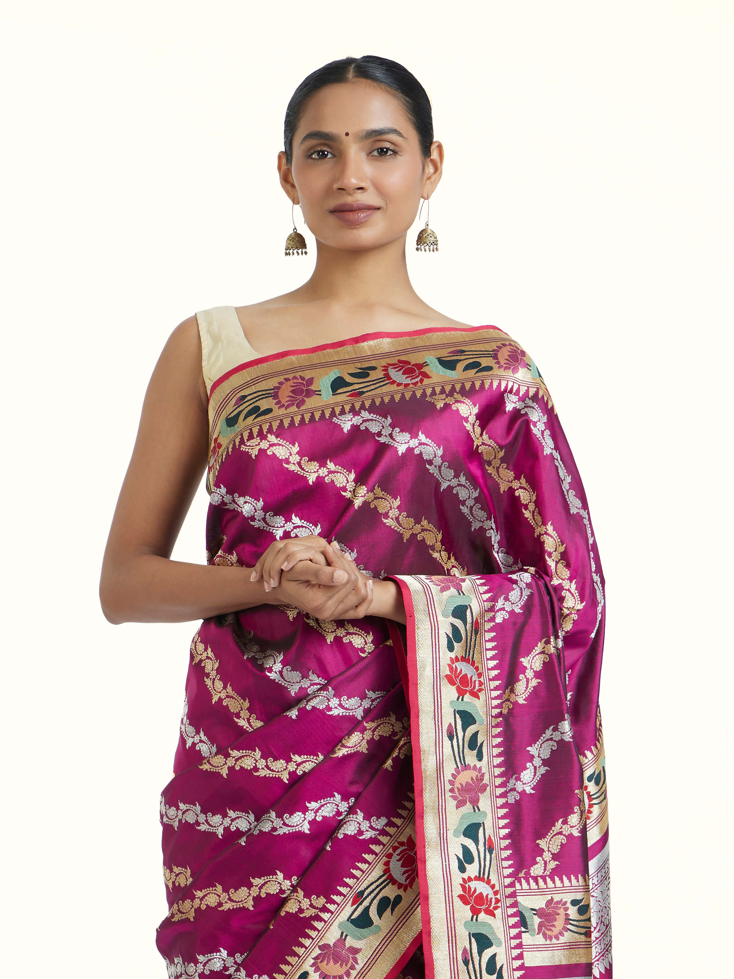 Purple Ashavali Brocade Silk Saree